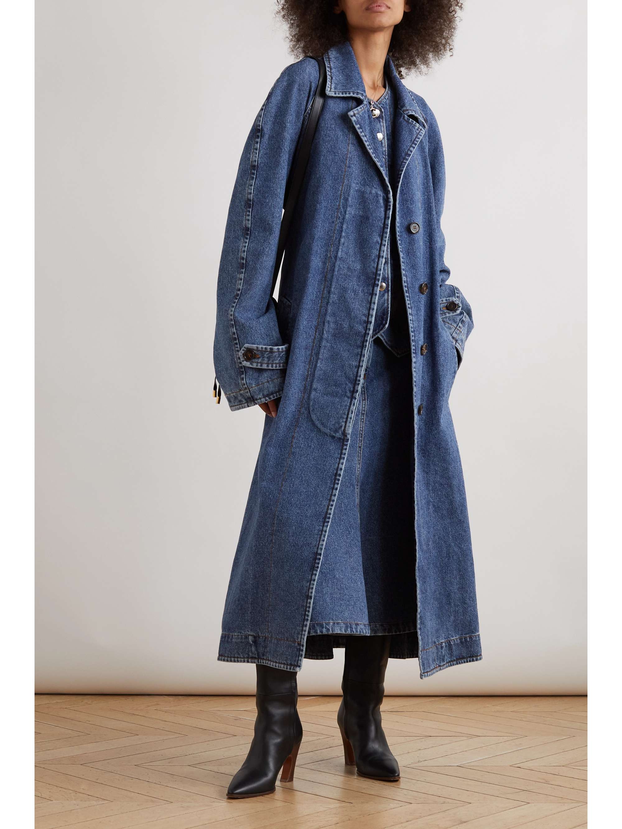 CHLOÉ + NET SUSTAIN oversized recycled denim trench coat