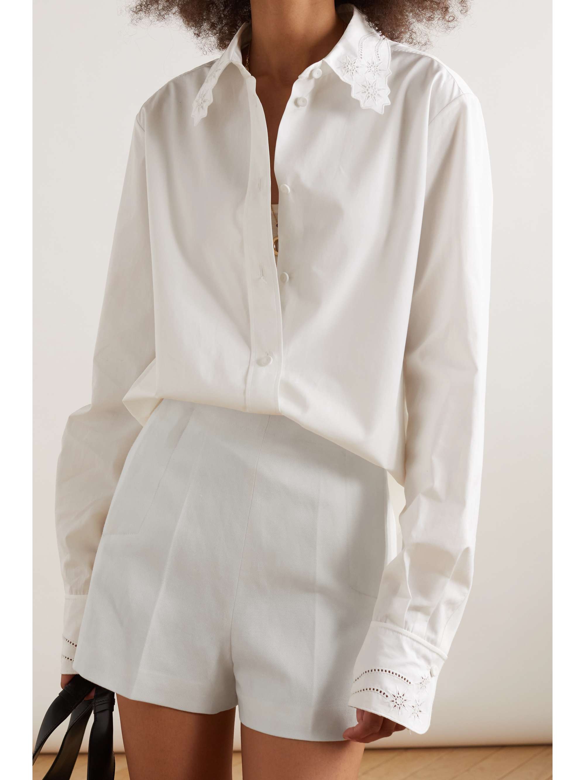 CHLOÉ Wool and linen-blend shorts
