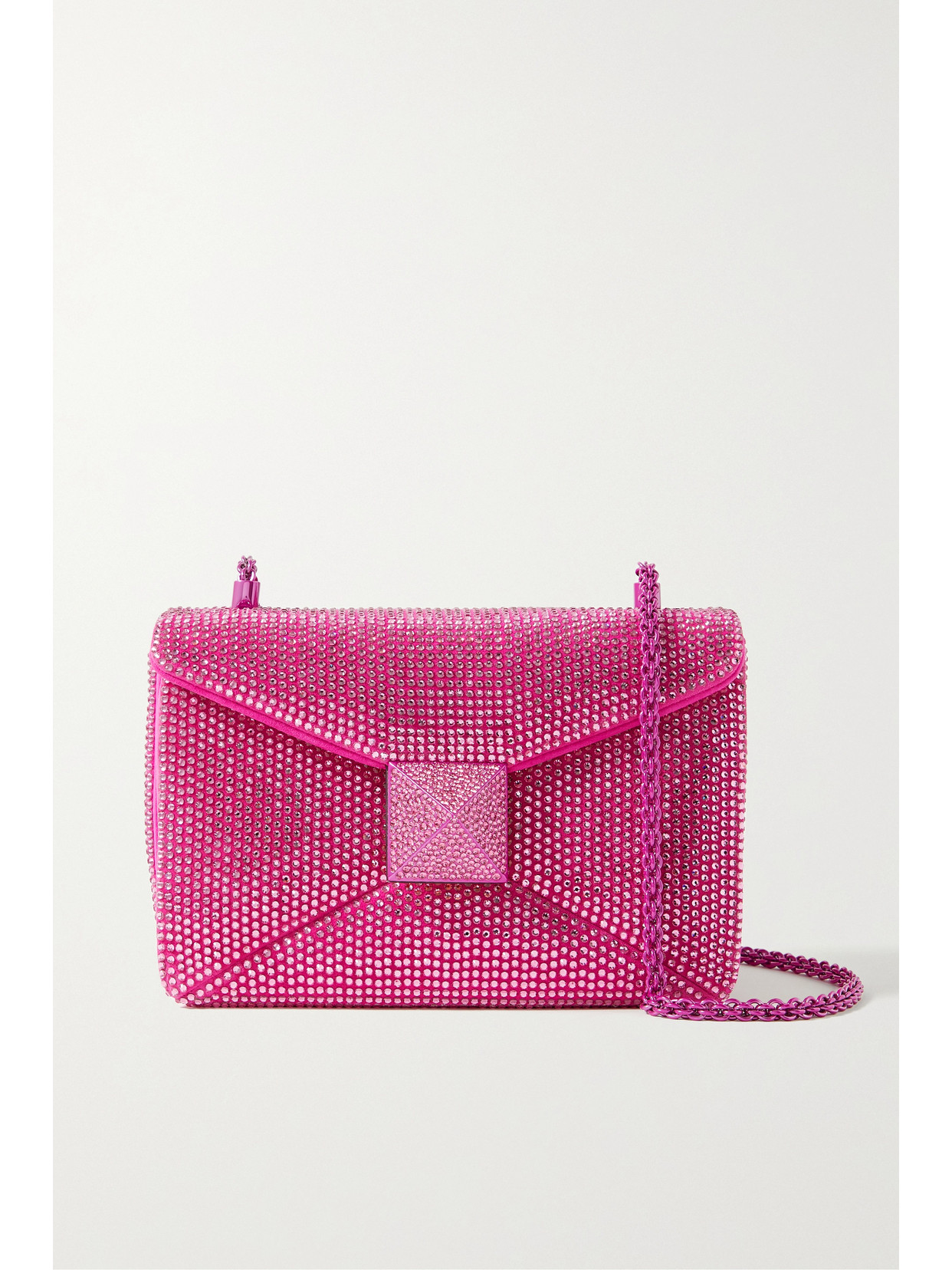 Valentino Garavani - Valentino Garavani One Stud Small Crystal-embellished Leather Shoulder Bag - Pink