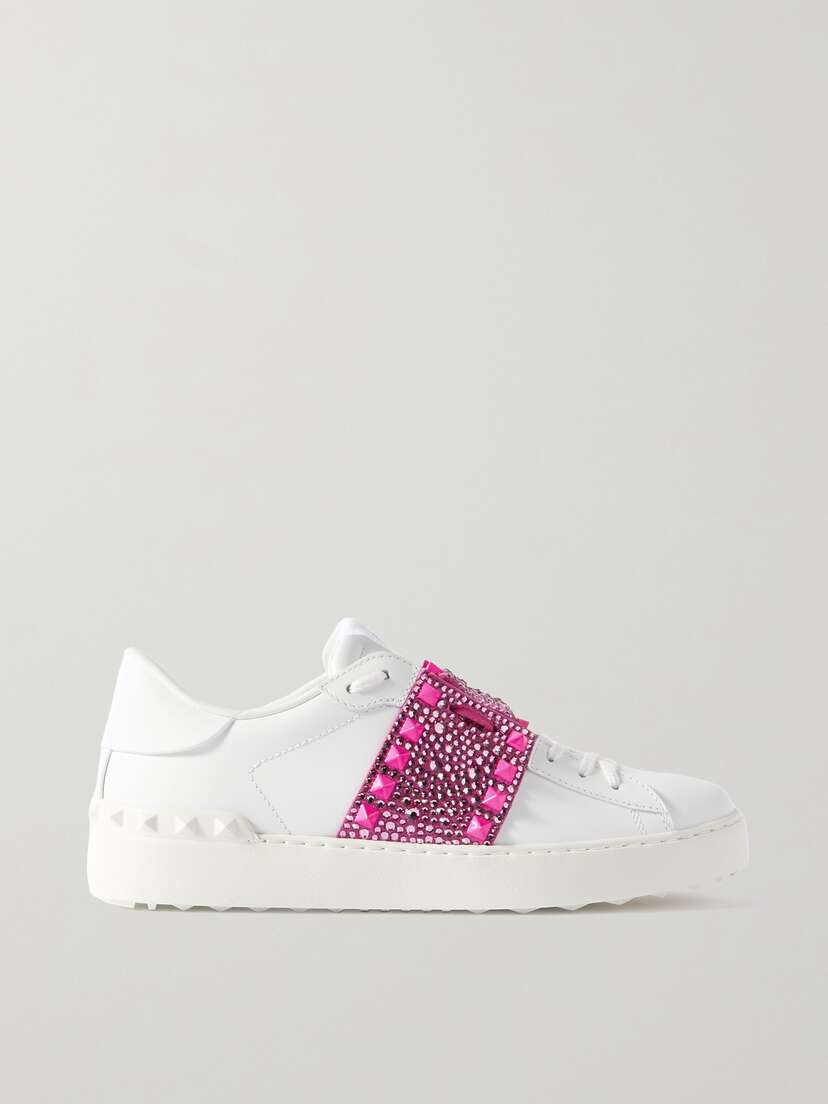 Valentino Garavani Rockstud Untitled Crystal-embellished Leather Sneakers