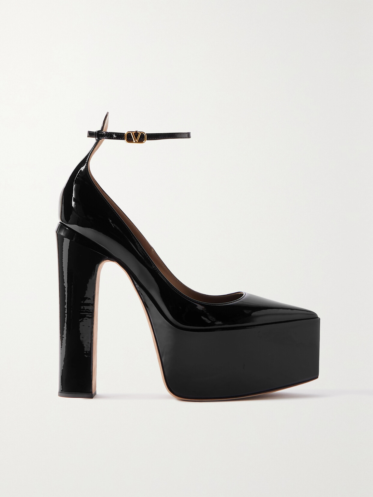 Valentino Vlogo 120 Patent Ankle Strap Platform Pump In Black