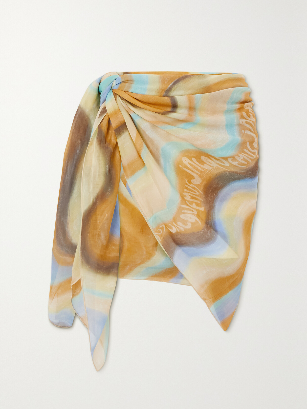 Jacquemus - Le Foulard Lamba Printed Cotton And Silk-blend Pareo - Blue