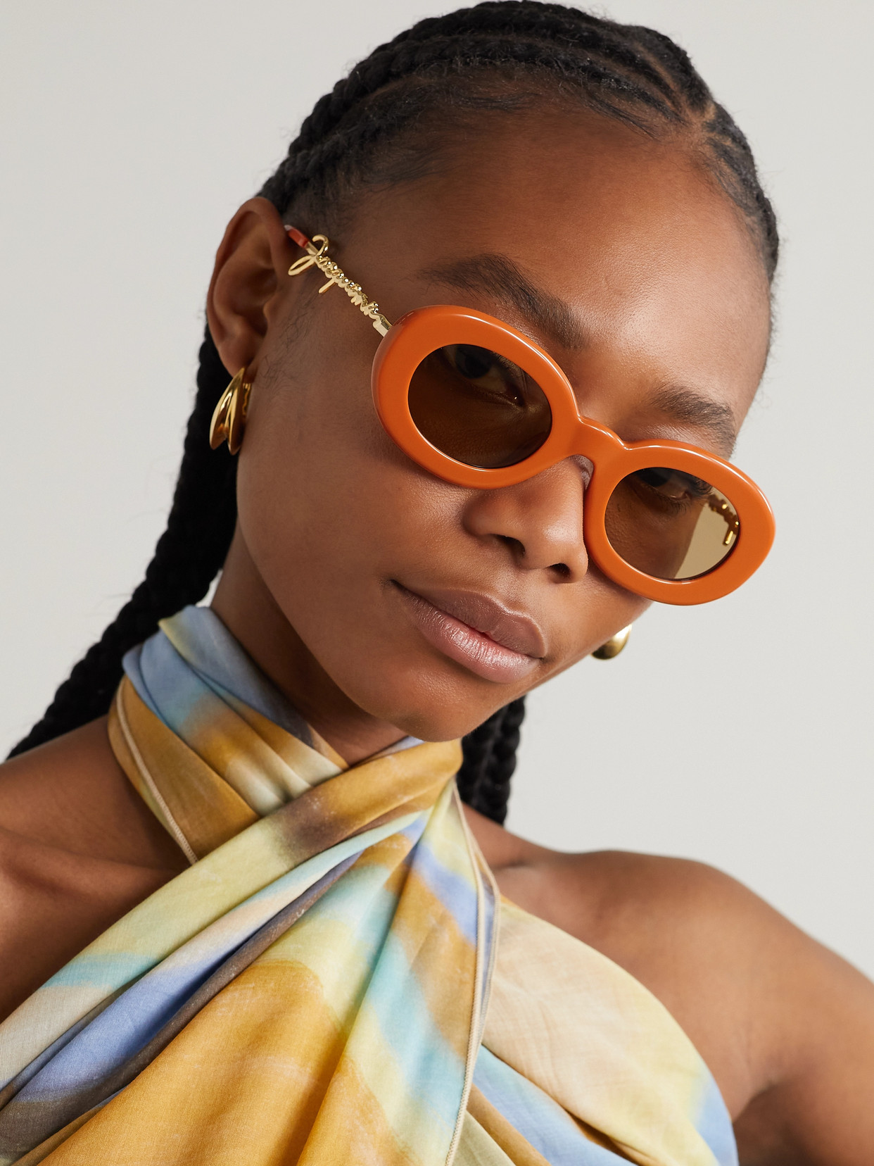 Shop Jacquemus Round-frame Acetate Sunglasses In Orange