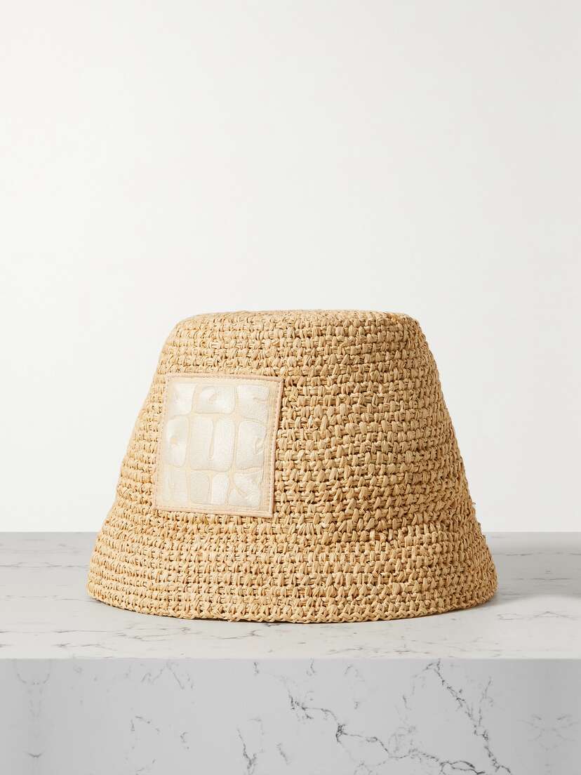 Jacquemus Ficiu Embroidered Raffia Bucket Hat