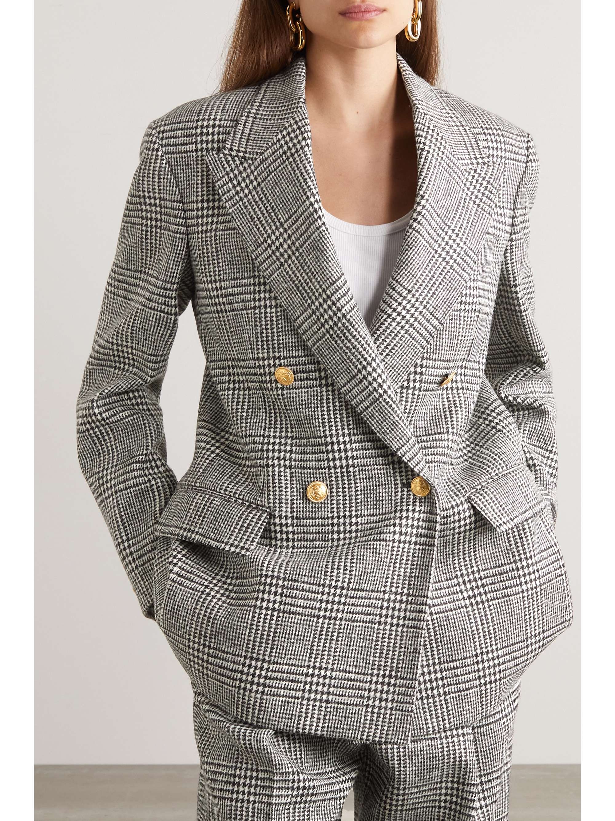 GUCCI Double-breasted Prince of Wales checked wool blazer