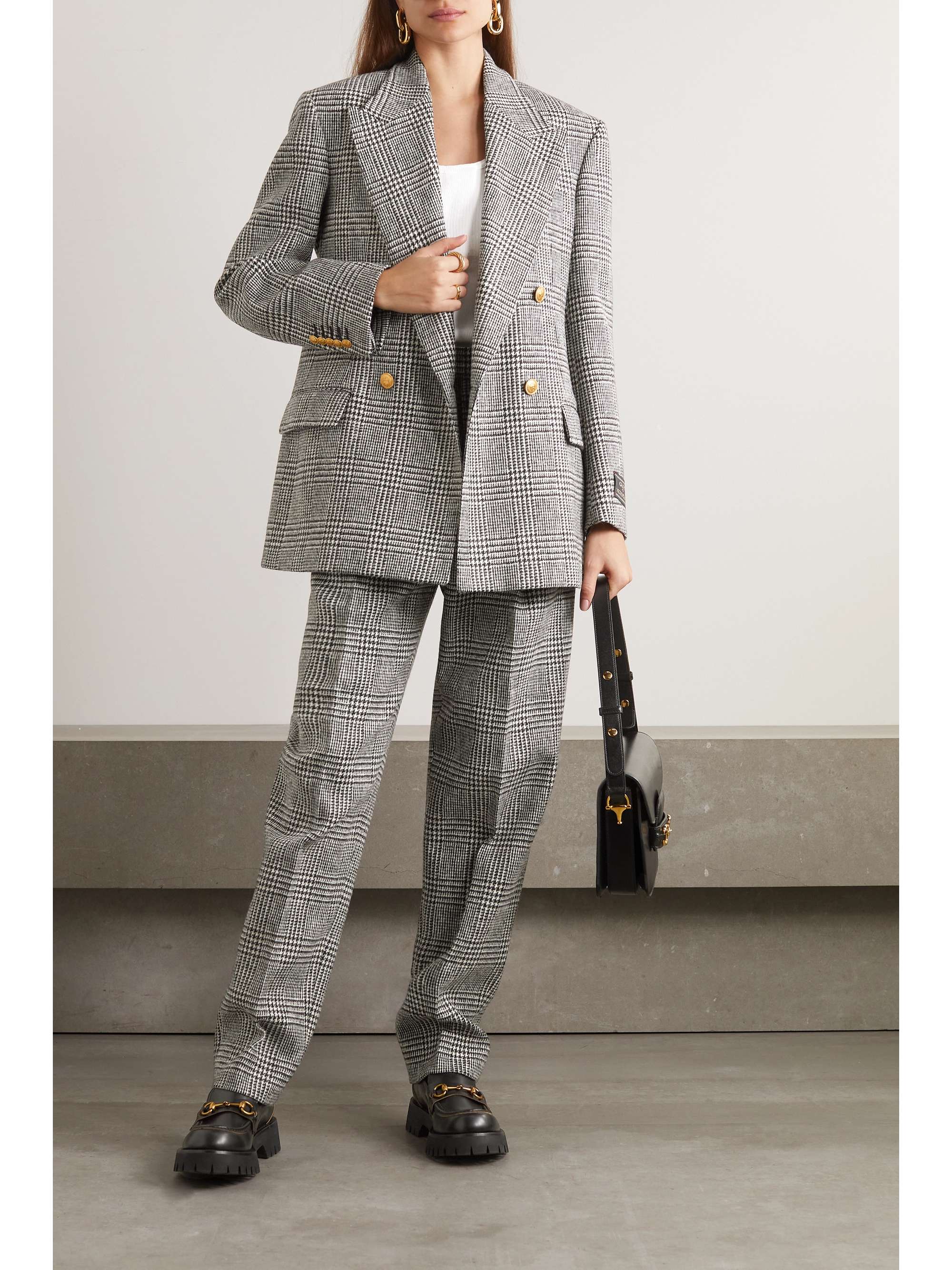 GUCCI Double-breasted Prince of Wales checked wool blazer