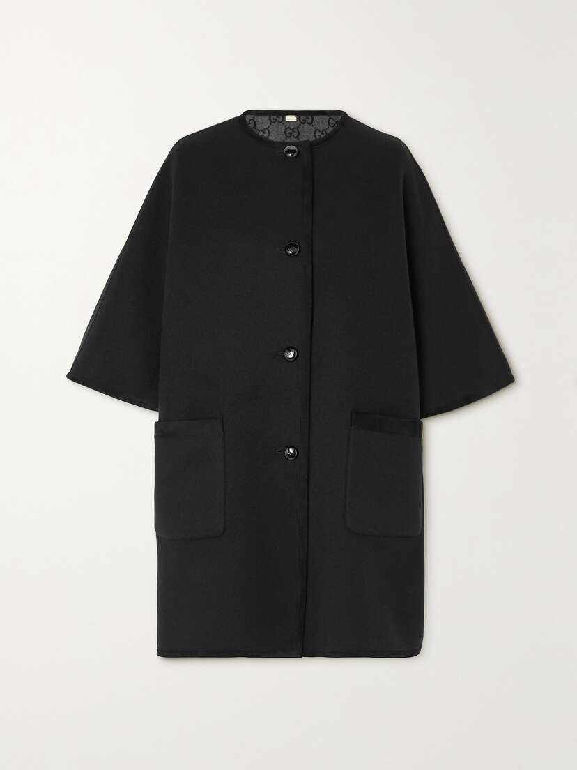 Gucci Reversible Velvet-trimmed Printed Wool And Silk-blend Coat