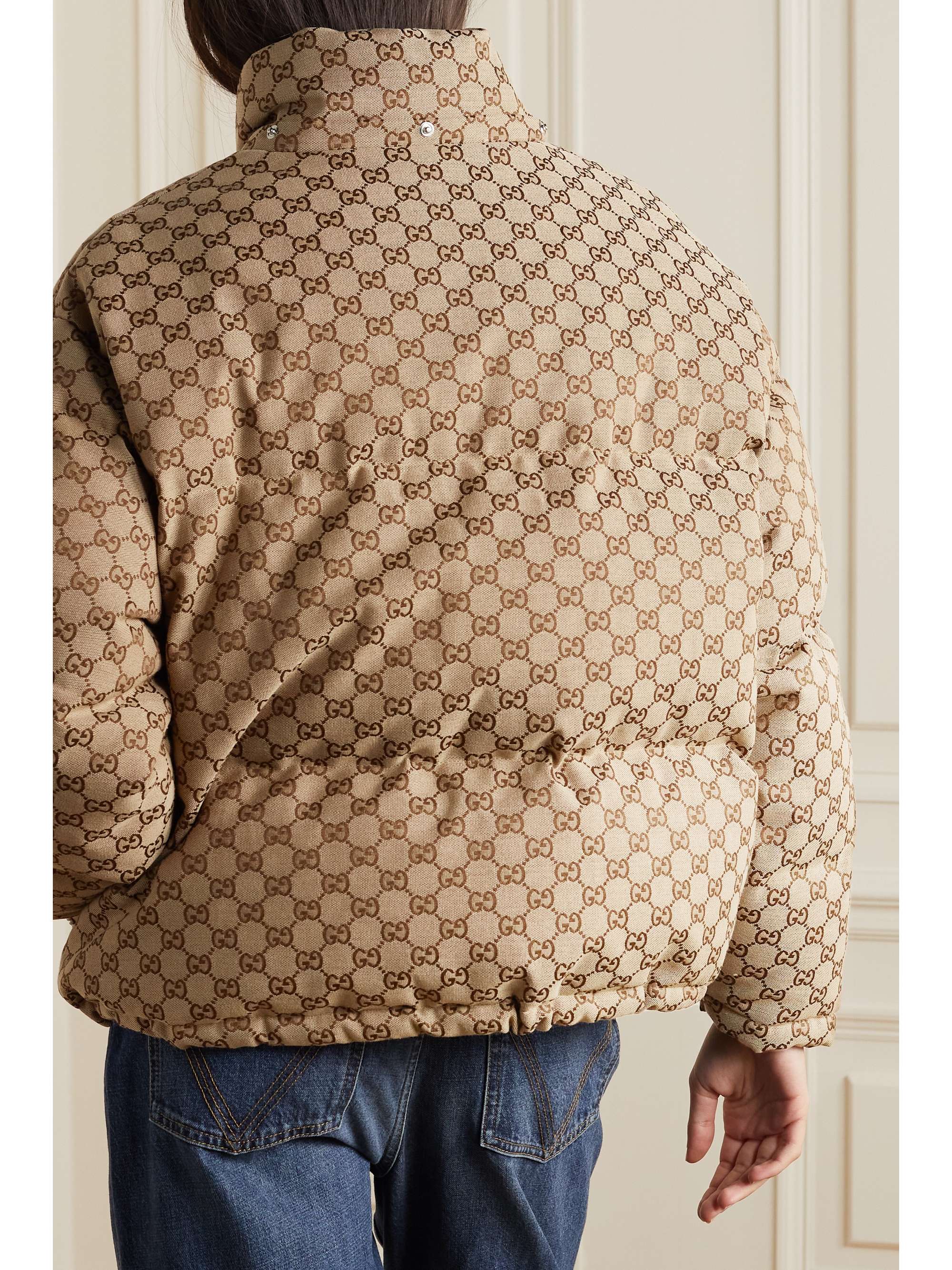 GUCCI Wattierte Daunenjacke aus Jacquard aus einer Baumwollmischung mit Kapuze