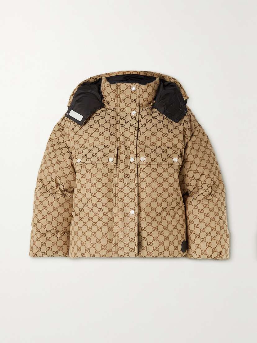 Gucci Hooded Padded Cotton-blend Logo-jacquard Down Jacket