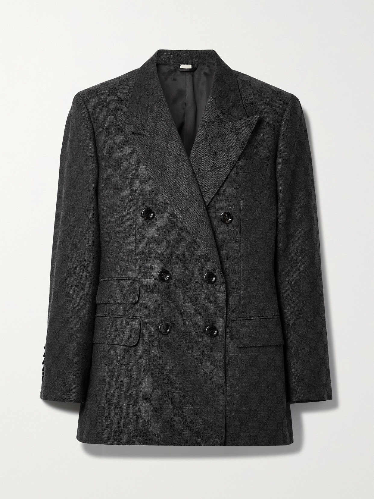 Gucci Double-breasted Wool-jacquard Blazer In Black