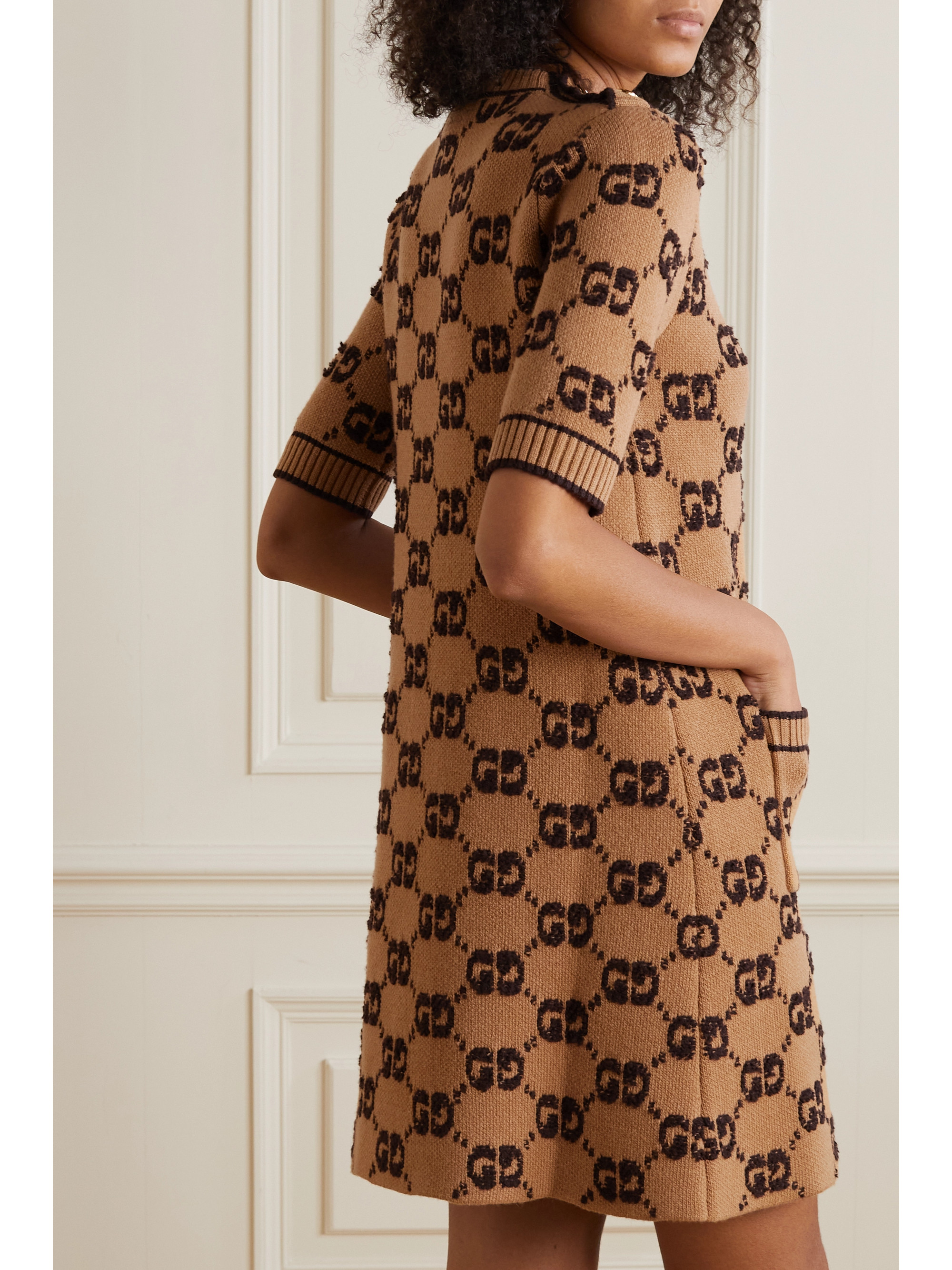 Gucci Embellished jacquard-knit wool dress thumbnail