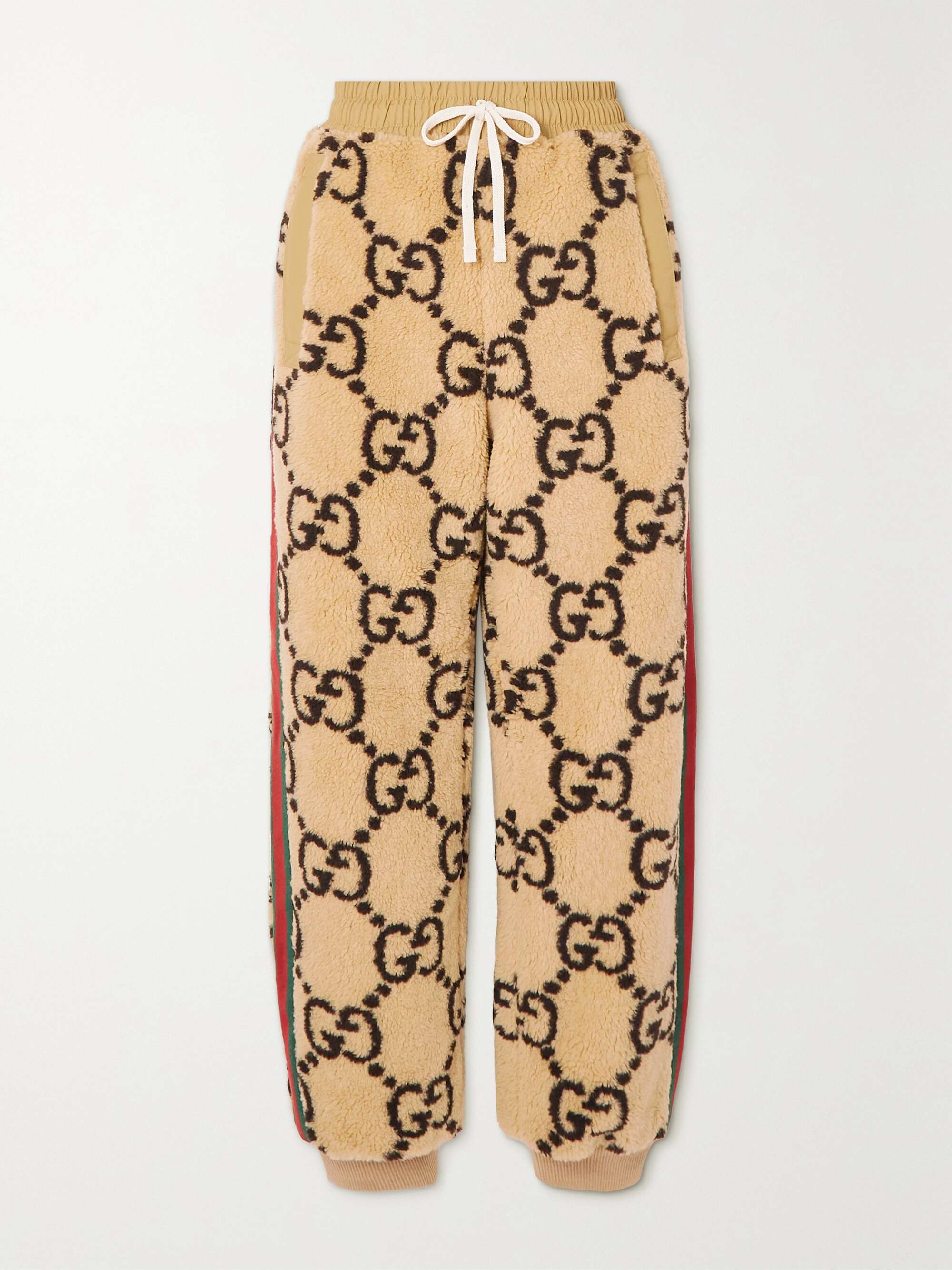 GUCCI Webbing-trimmed wool-blend jacquard track pants | NET-A-PORTER