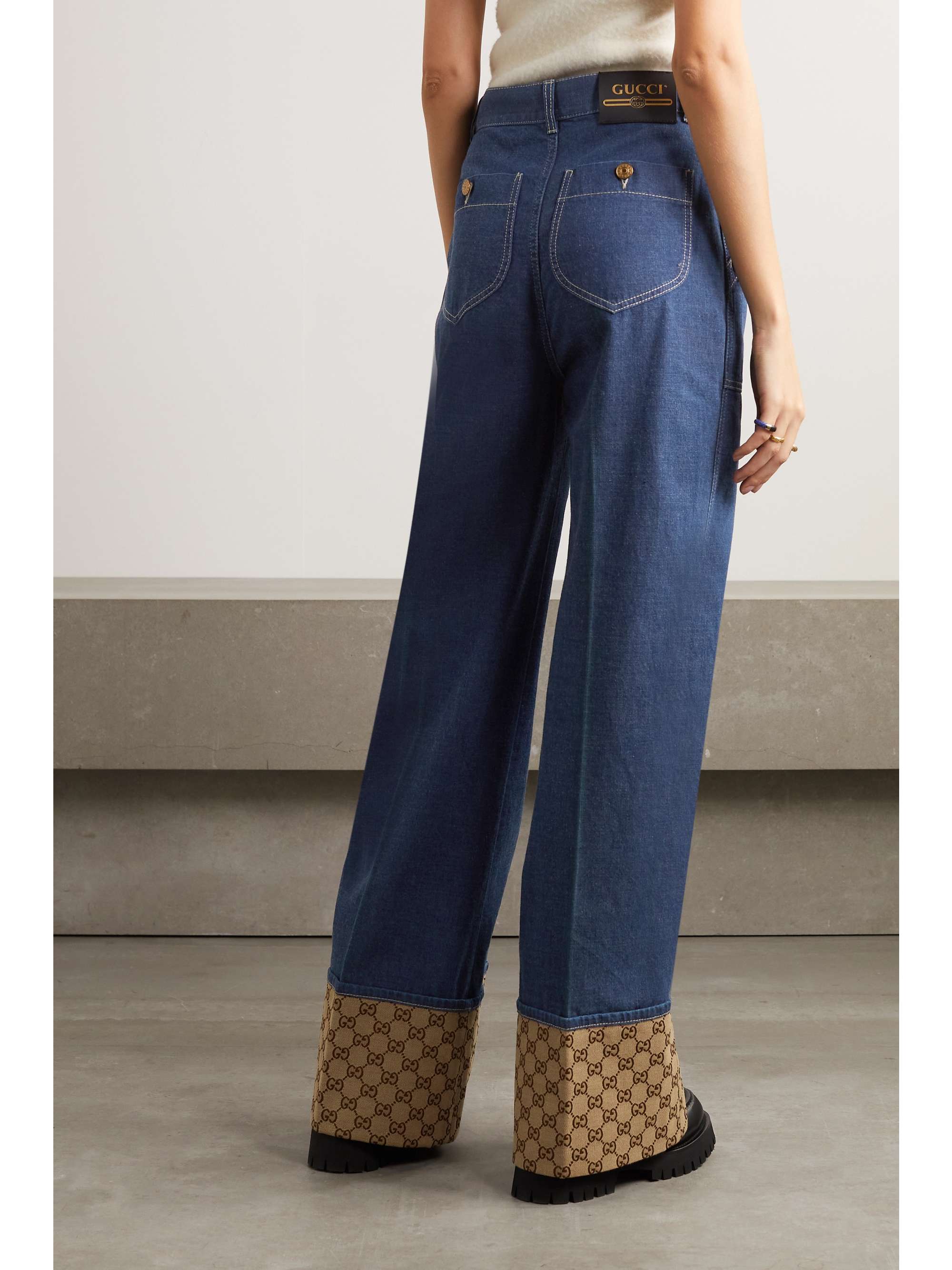 GUCCI Wideleg coatedcanvas trimmed jeans NETAPORTER