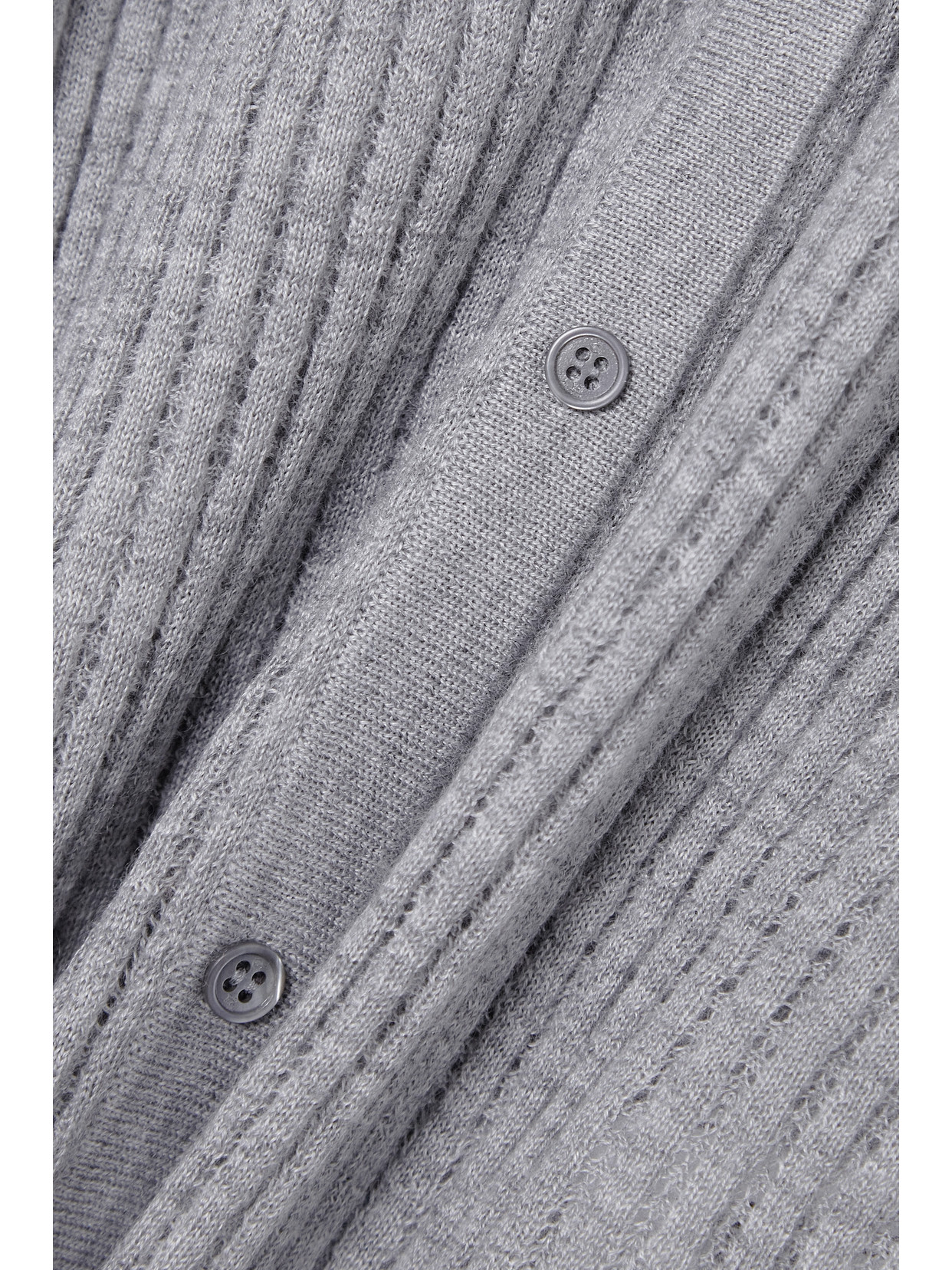 Gabriela Hearst Emma Pointelle-knit Cashmere And Silk-blend Cardigan In Gray