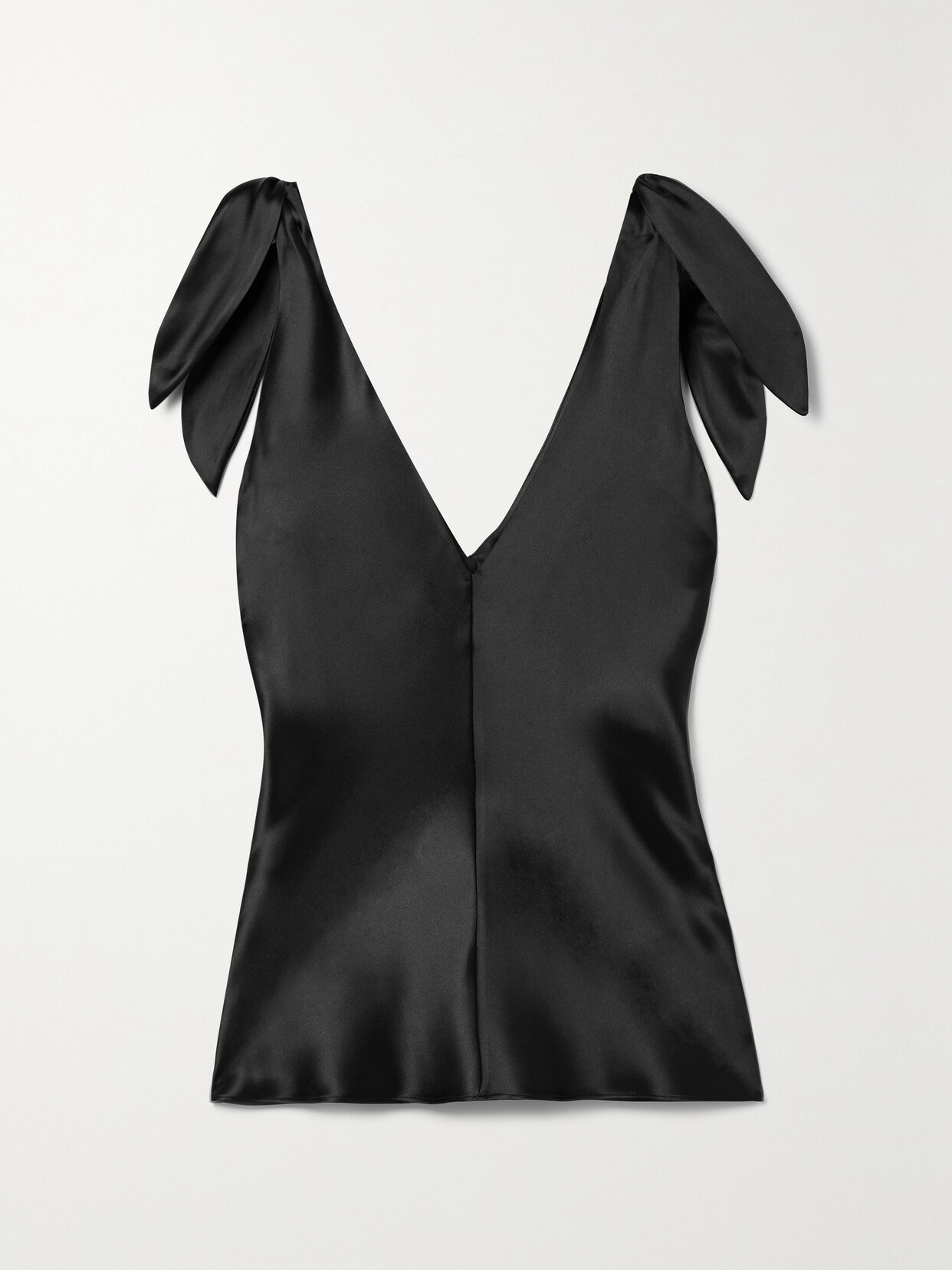 Gabriela Hearst Arrow Tie-detailed Silk-satin Top In Black