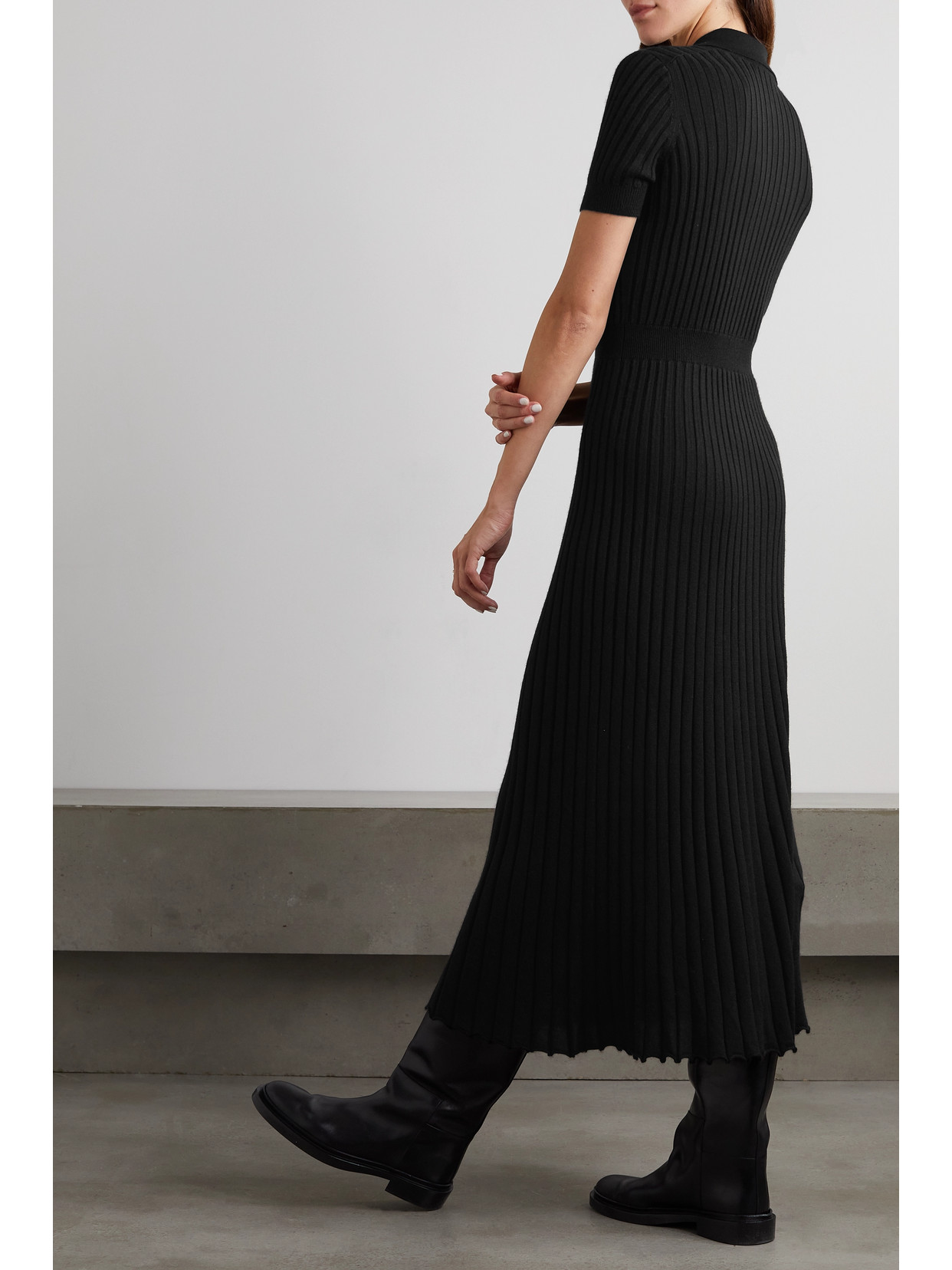 Gabriela Hearst Womens Black Amor Ribbed Cashmere-silk Knitted Midi Dress Xs