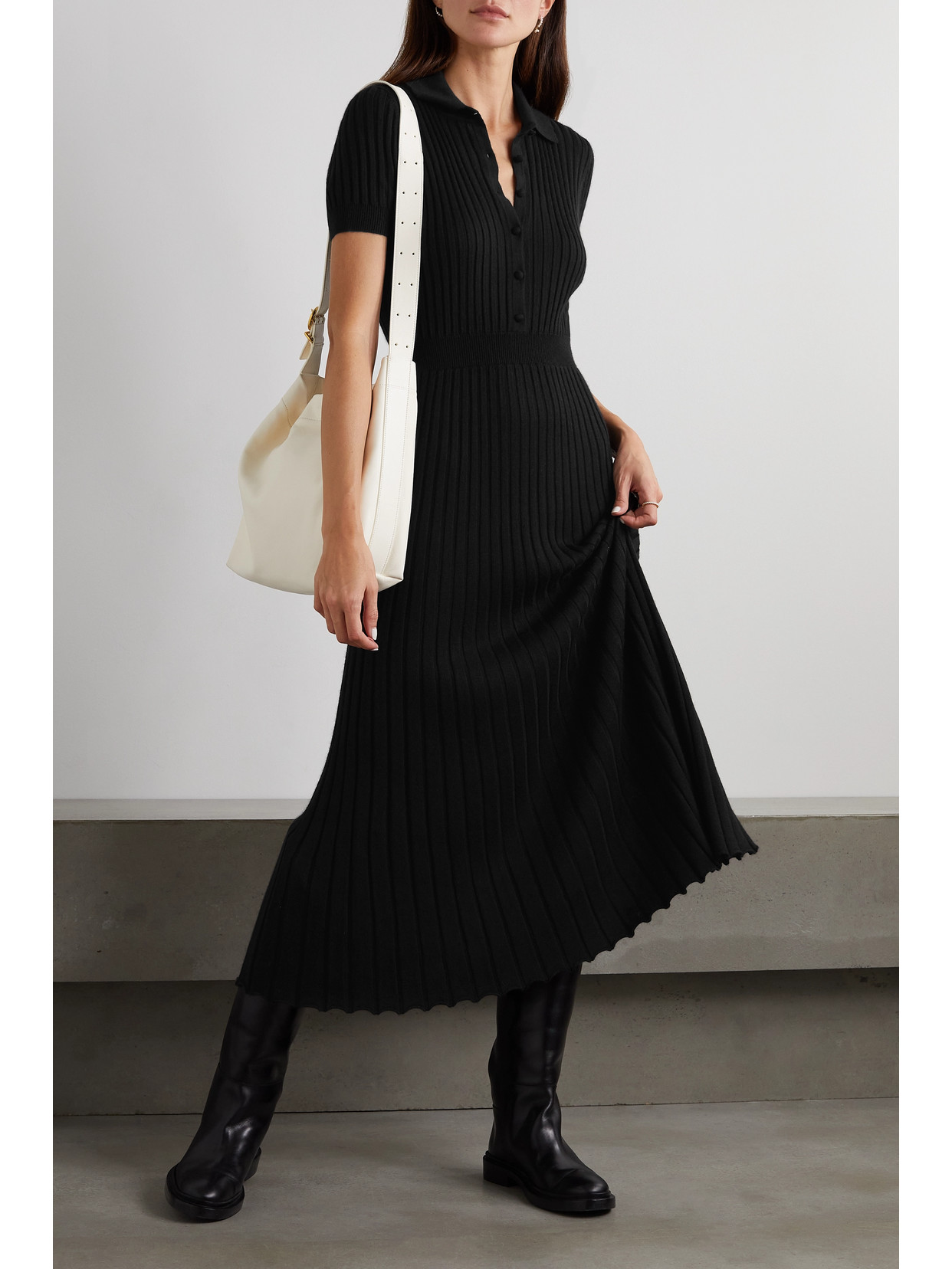 Gabriela Hearst Womens Black Amor Ribbed Cashmere-silk Knitted Midi Dress Xs