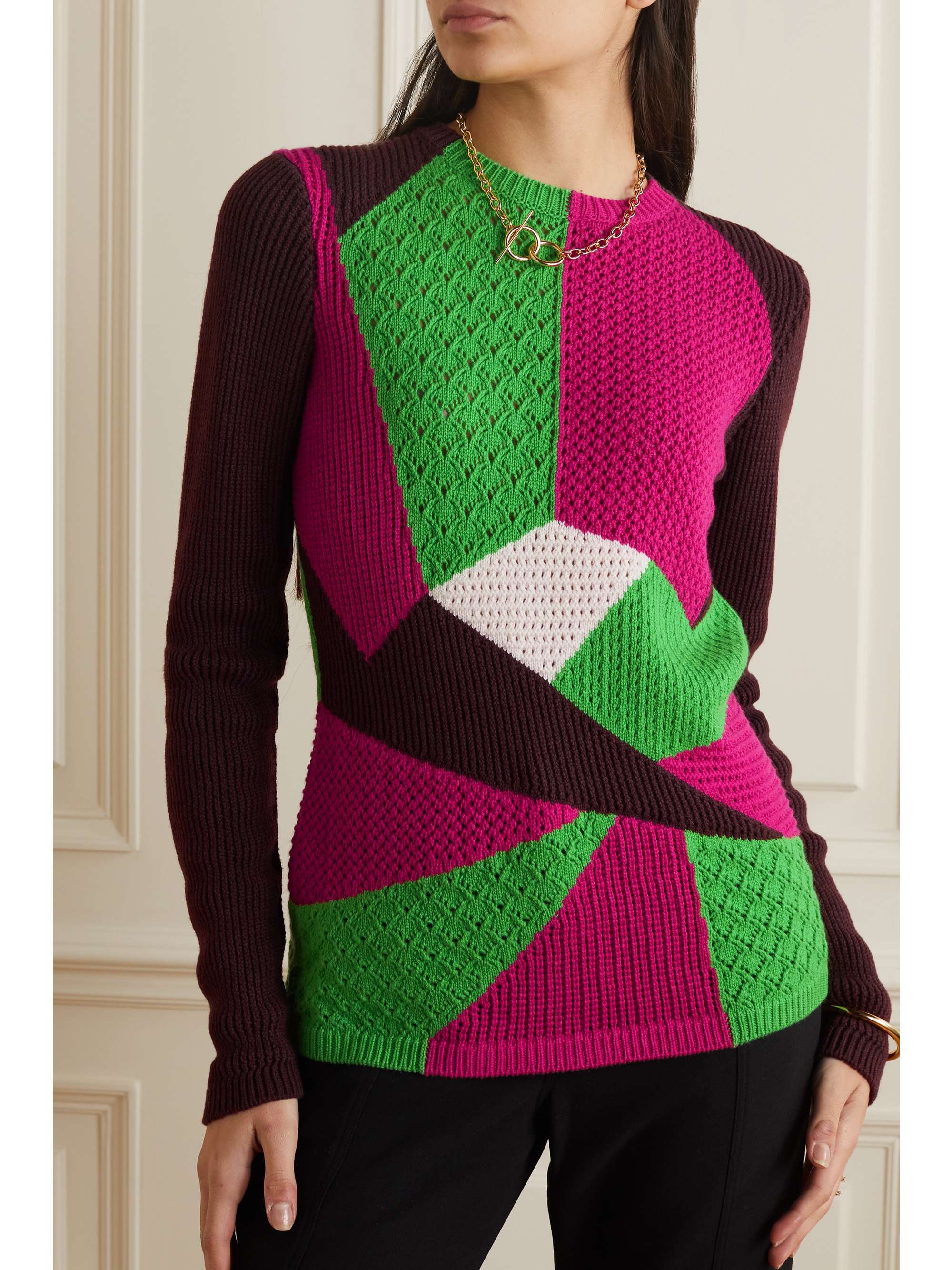 GABRIELA HEARST Rourke color-block pointelle-knit cashmere sweater