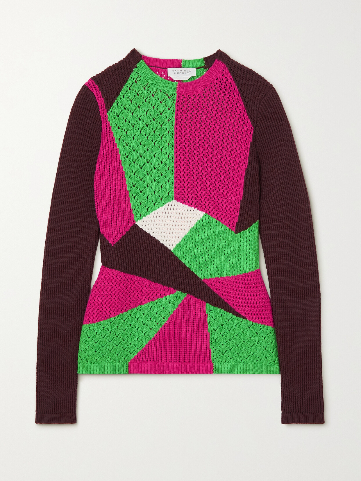 Gabriela Hearst - Rourke Color-block Pointelle-knit Cashmere Sweater - Green