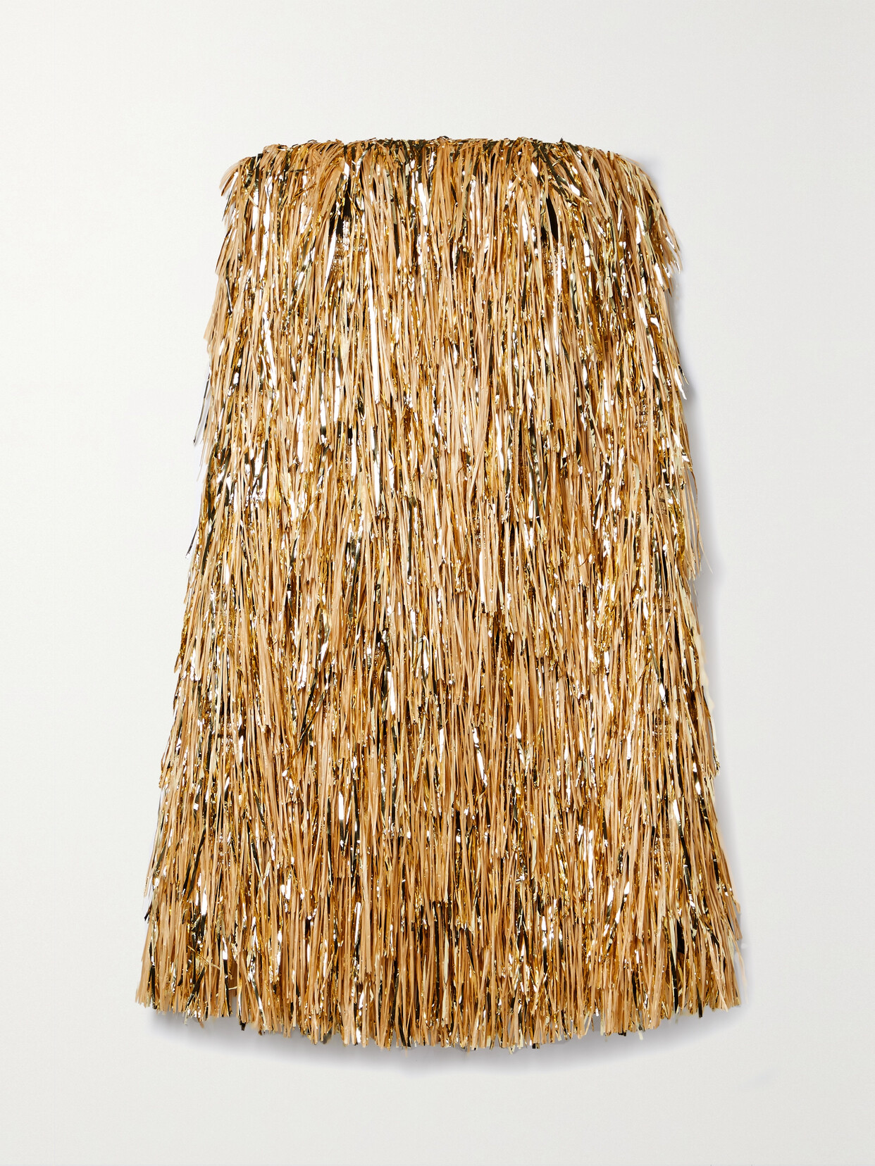 Jason Wu Collection Strapless Fringed Metallic Cady Mini Dress In Gold