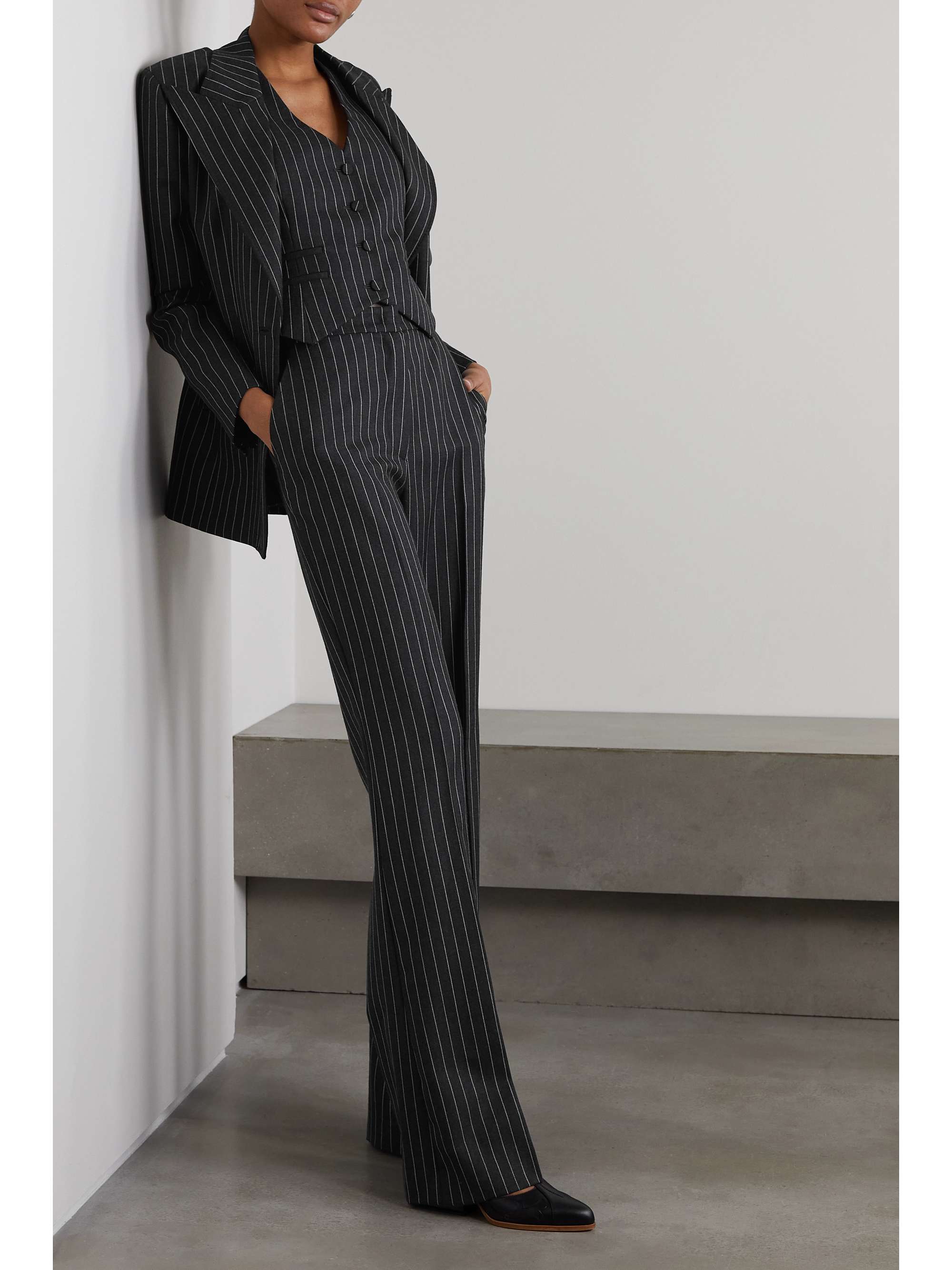 GABRIELA HEARST Jones pinstriped wool-twill wide-leg pants