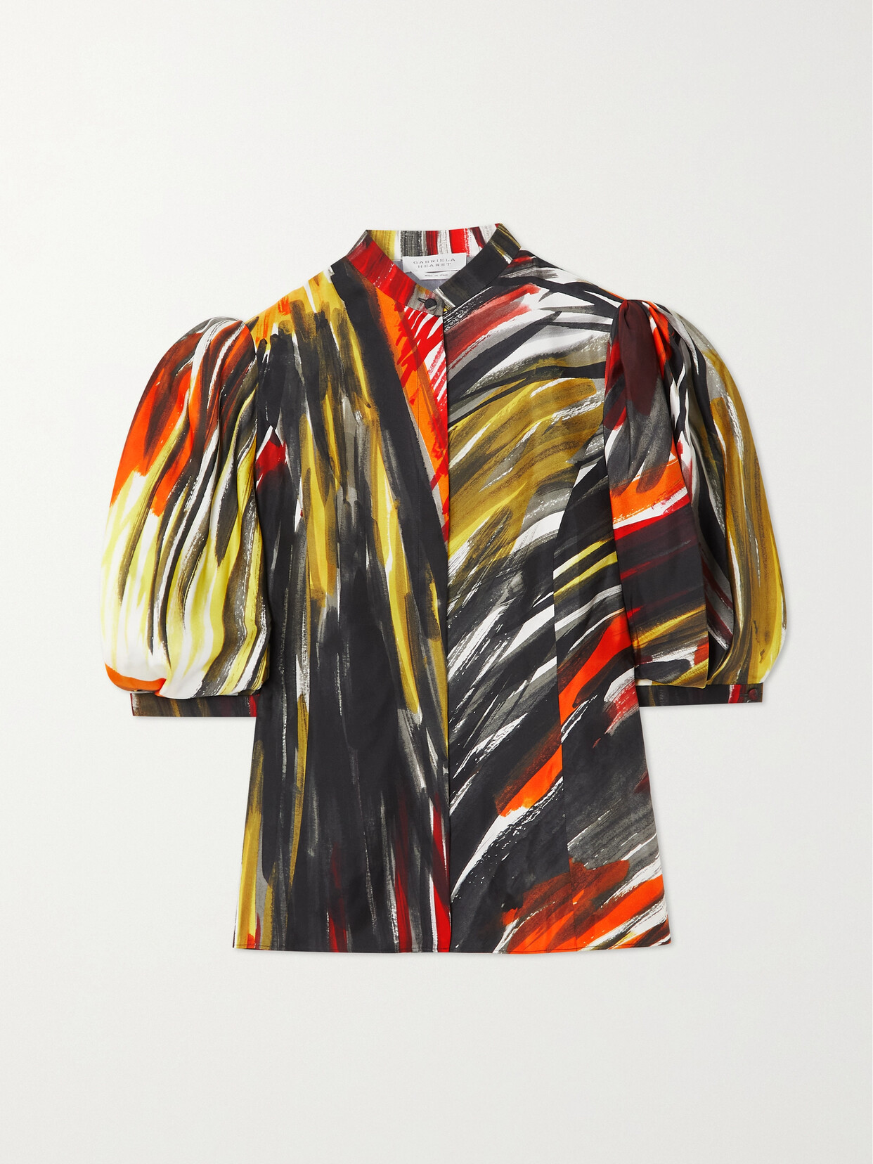 Shop Gabriela Hearst Quint Printed Silk-twill Blouse In Black