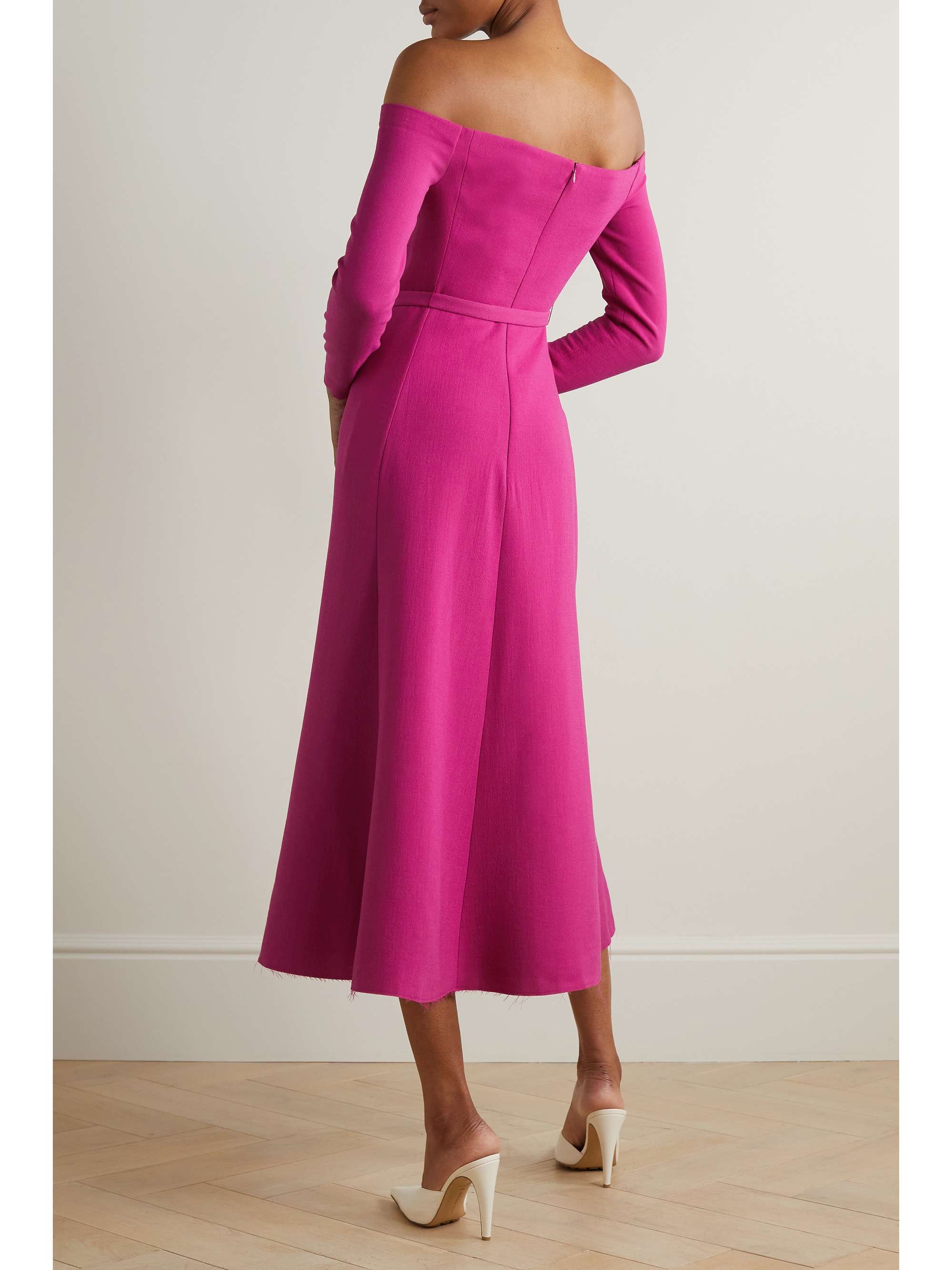 GABRIELA HEARST Carole off-the-shoulder belted wool-crepe dress