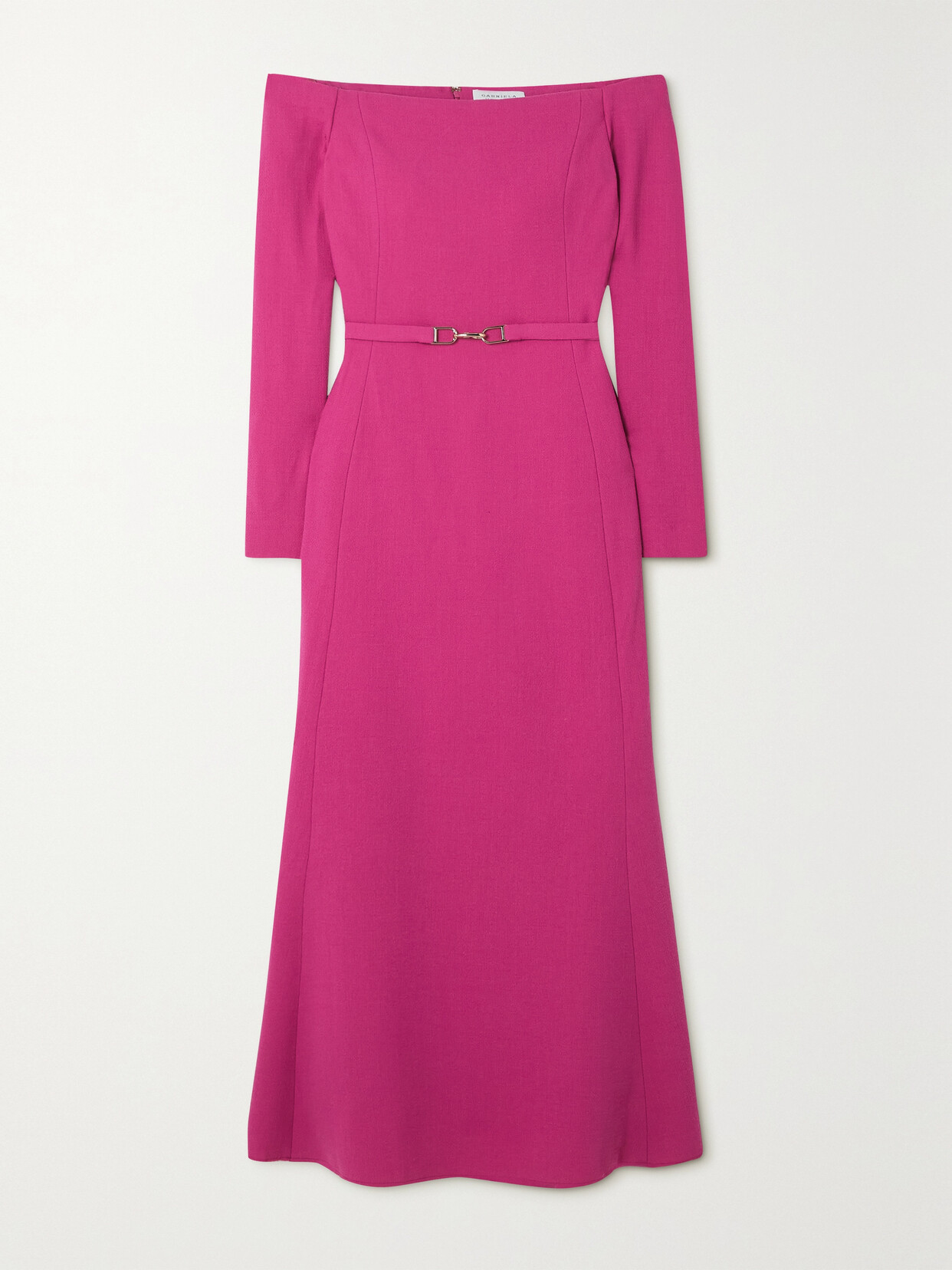 Gabriela Hearst - Carole Off-the-shoulder Belted Wool-crepe Dress - Pink