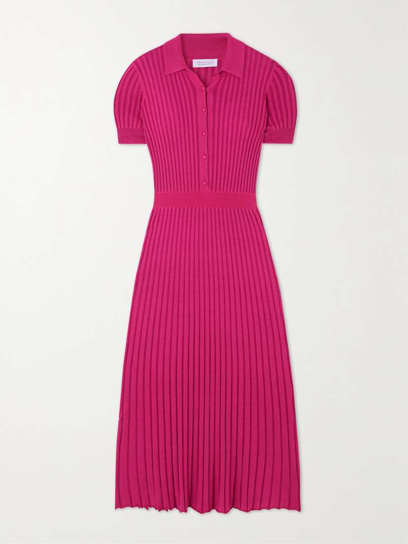 Gabriela Hearst Amor Ribbed Cashmere And Silk-blend Midi Dress - x large