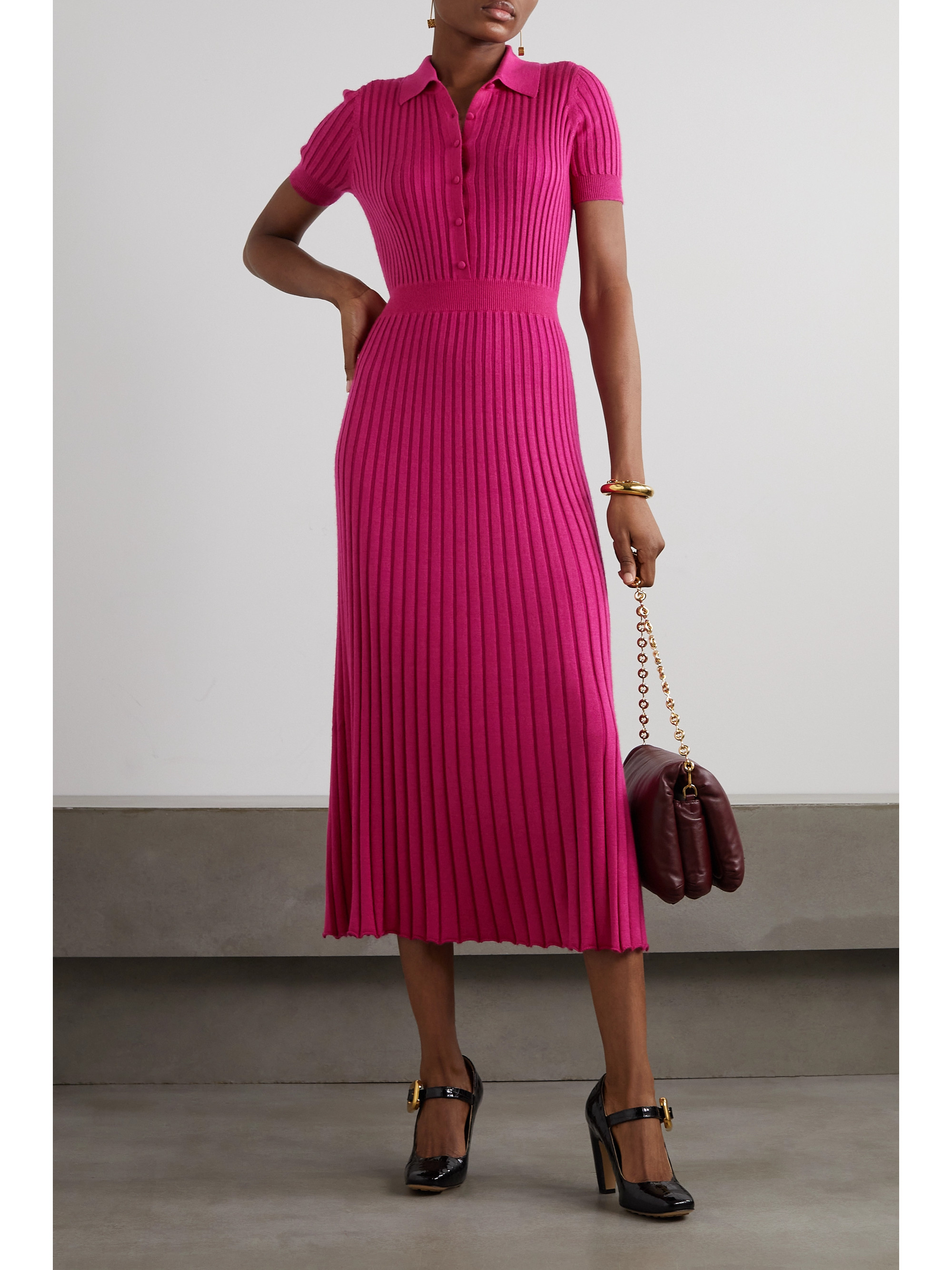 Gabriela Hearst Amor ribbed cashmere and silk-blend midi dress