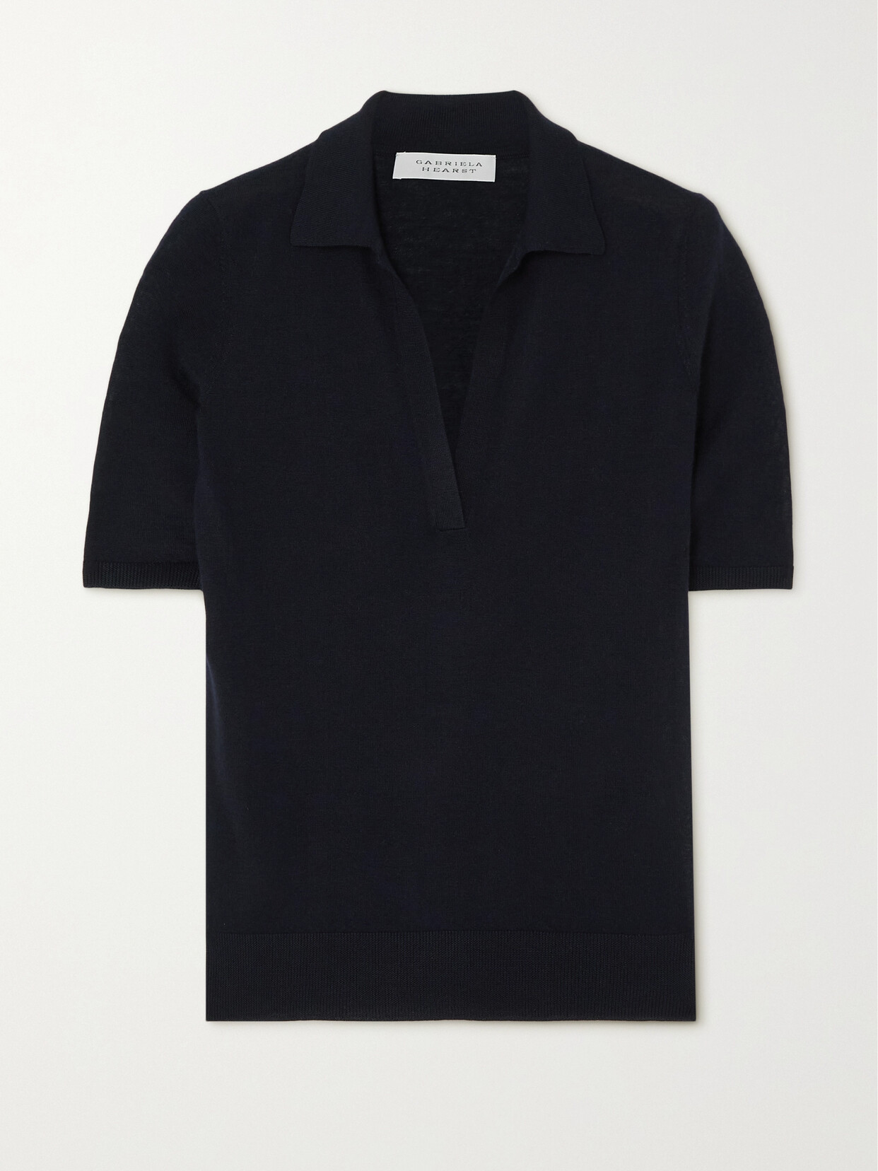 Shop Gabriela Hearst Frank Cashmere And Silk-blend Polo Shirt In Blue