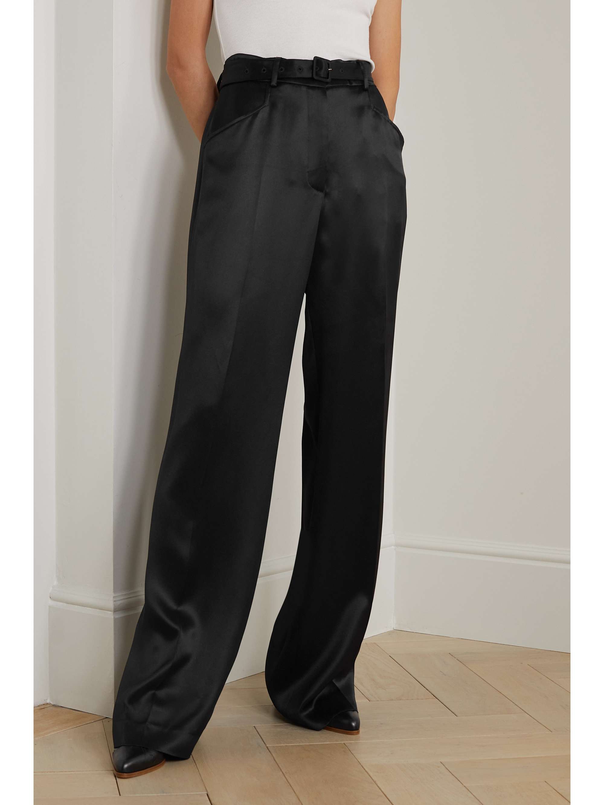 GABRIELA HEARST Norman belted silk-twill wide-leg pants