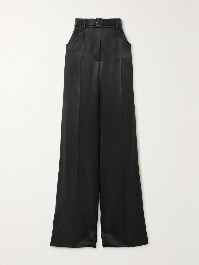 Gabriela Hearst Norman Belted Silk-twill Wide-leg Pants