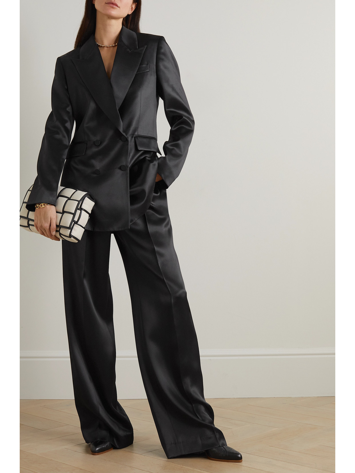 Shop Gabriela Hearst Norman Belted Silk-twill Wide-leg Pants In Black