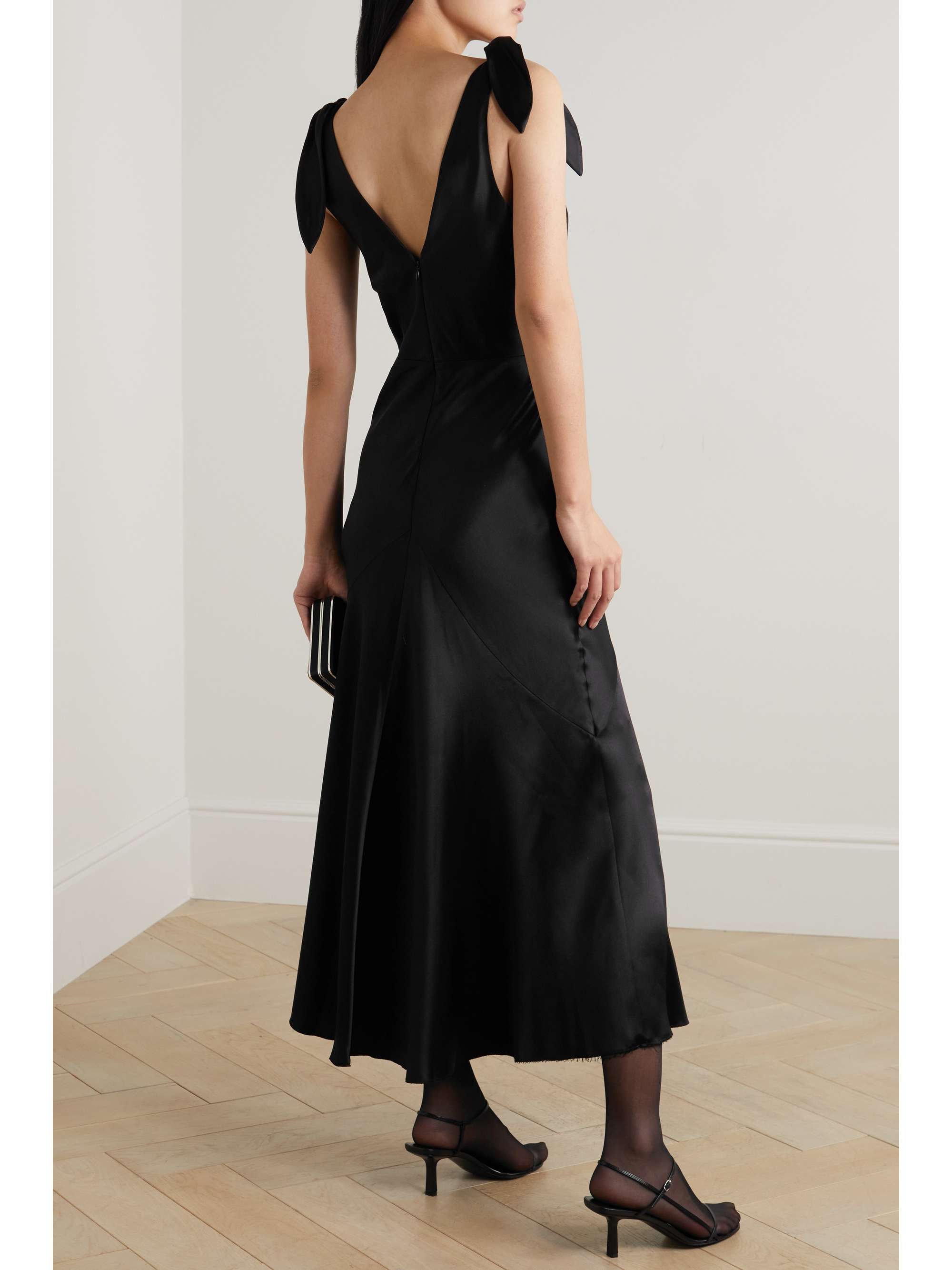 GABRIELA HEARST Bow-detailed silk-satin midi dress