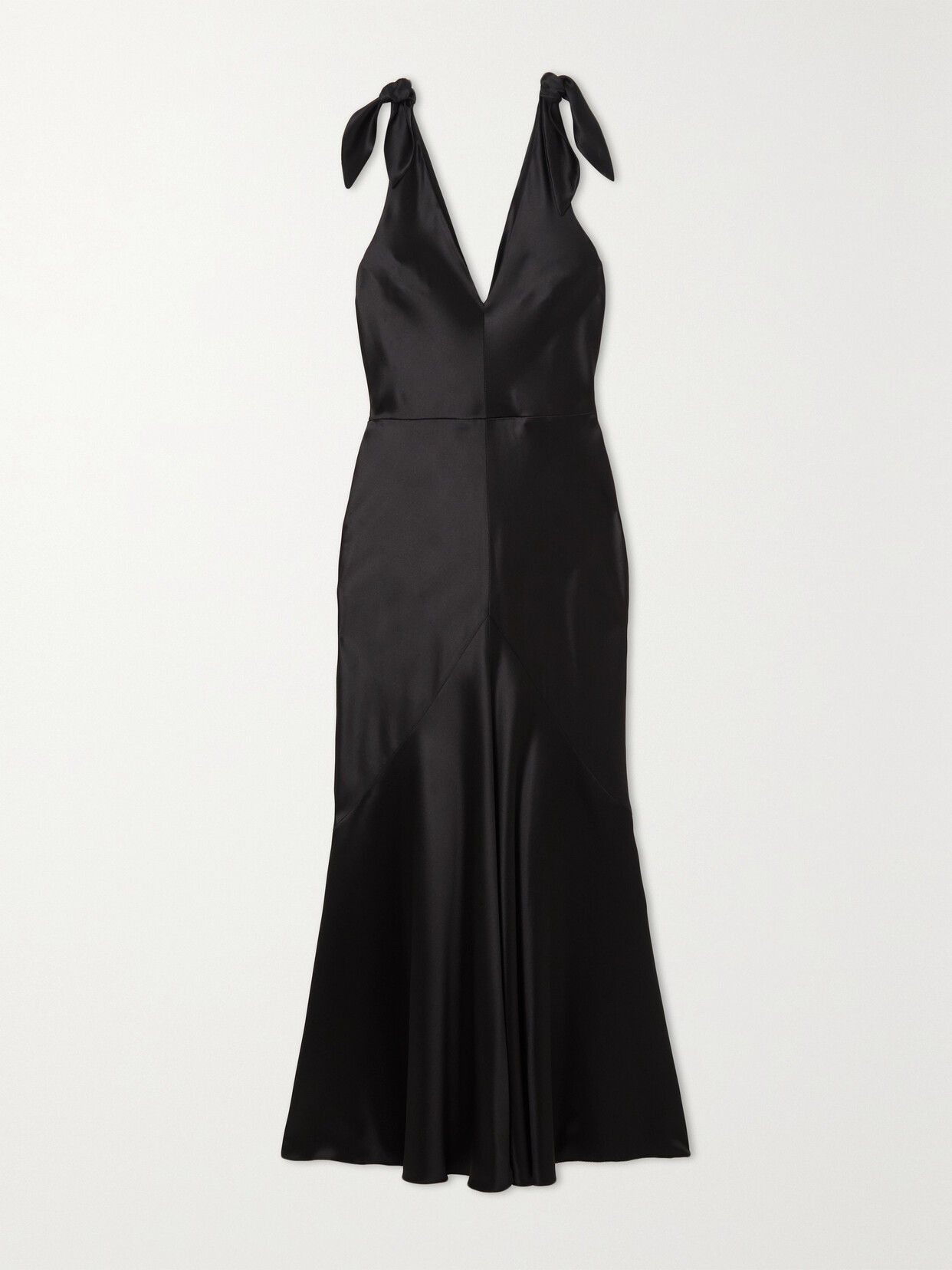 Gabriela Hearst Bow-detailed Silk-satin Midi Dress In Blk Black