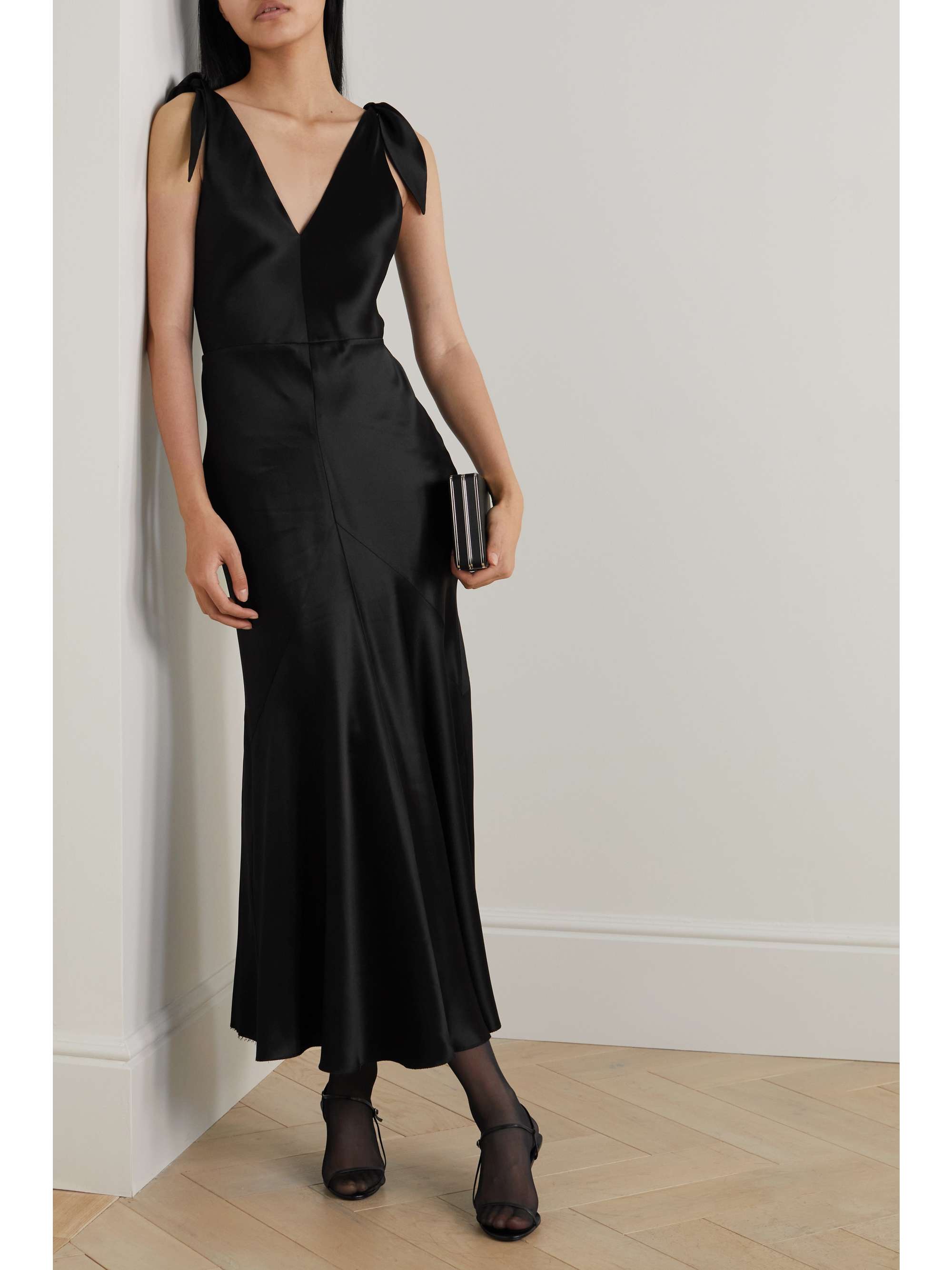GABRIELA HEARST Bow-detailed silk-satin midi dress
