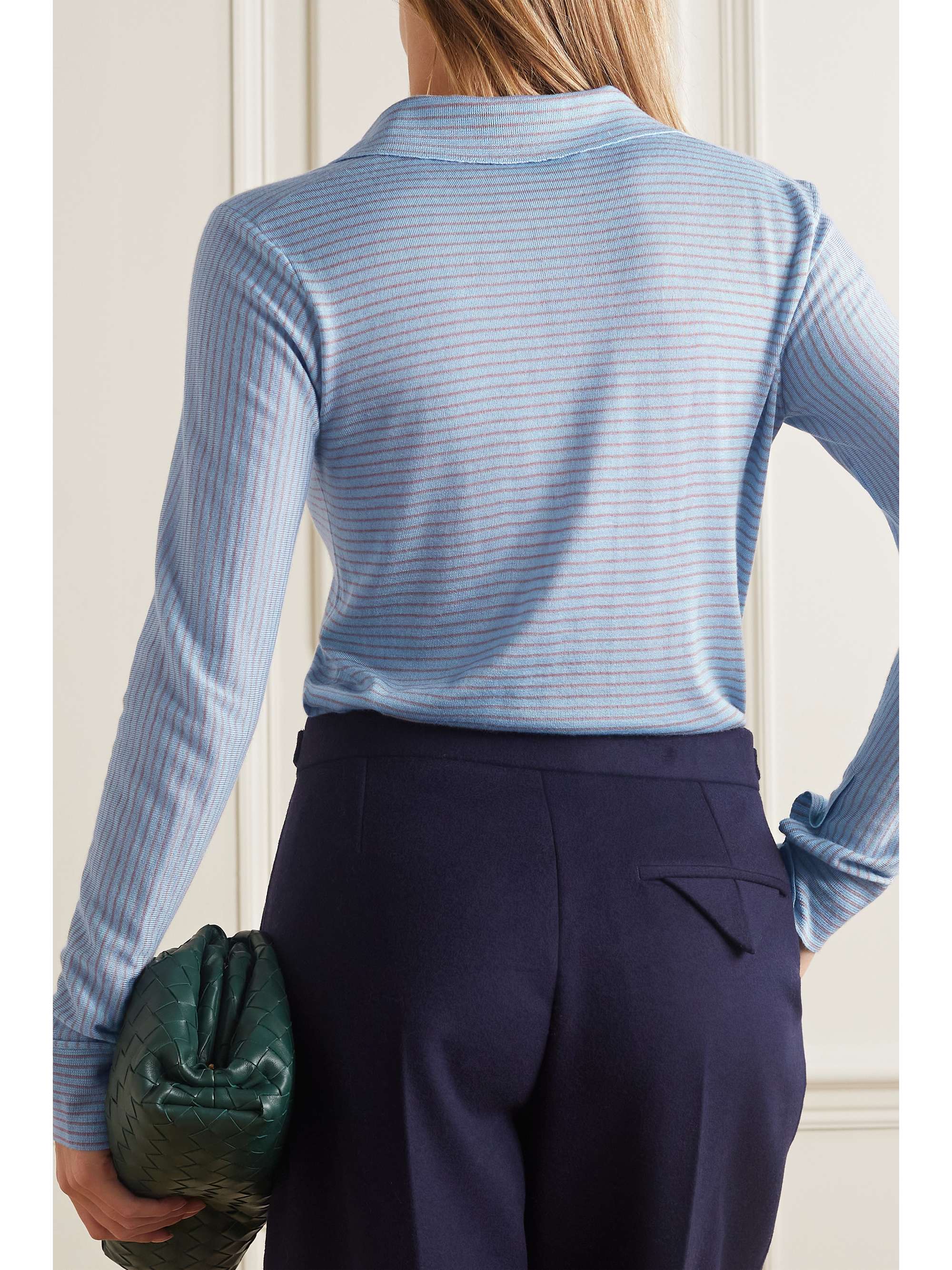 GABRIELA HEARST Banjo striped cashmere and silk-blend polo shirt