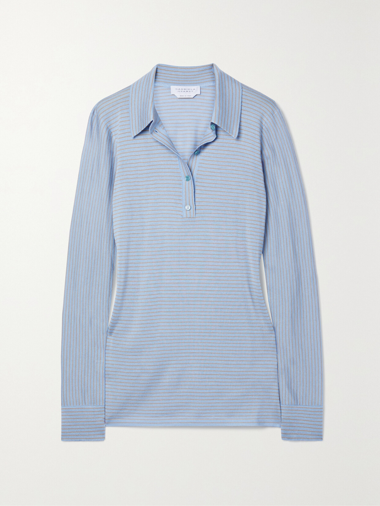 Gabriela Hearst - Banjo Striped Cashmere And Silk-blend Polo Shirt - Blue