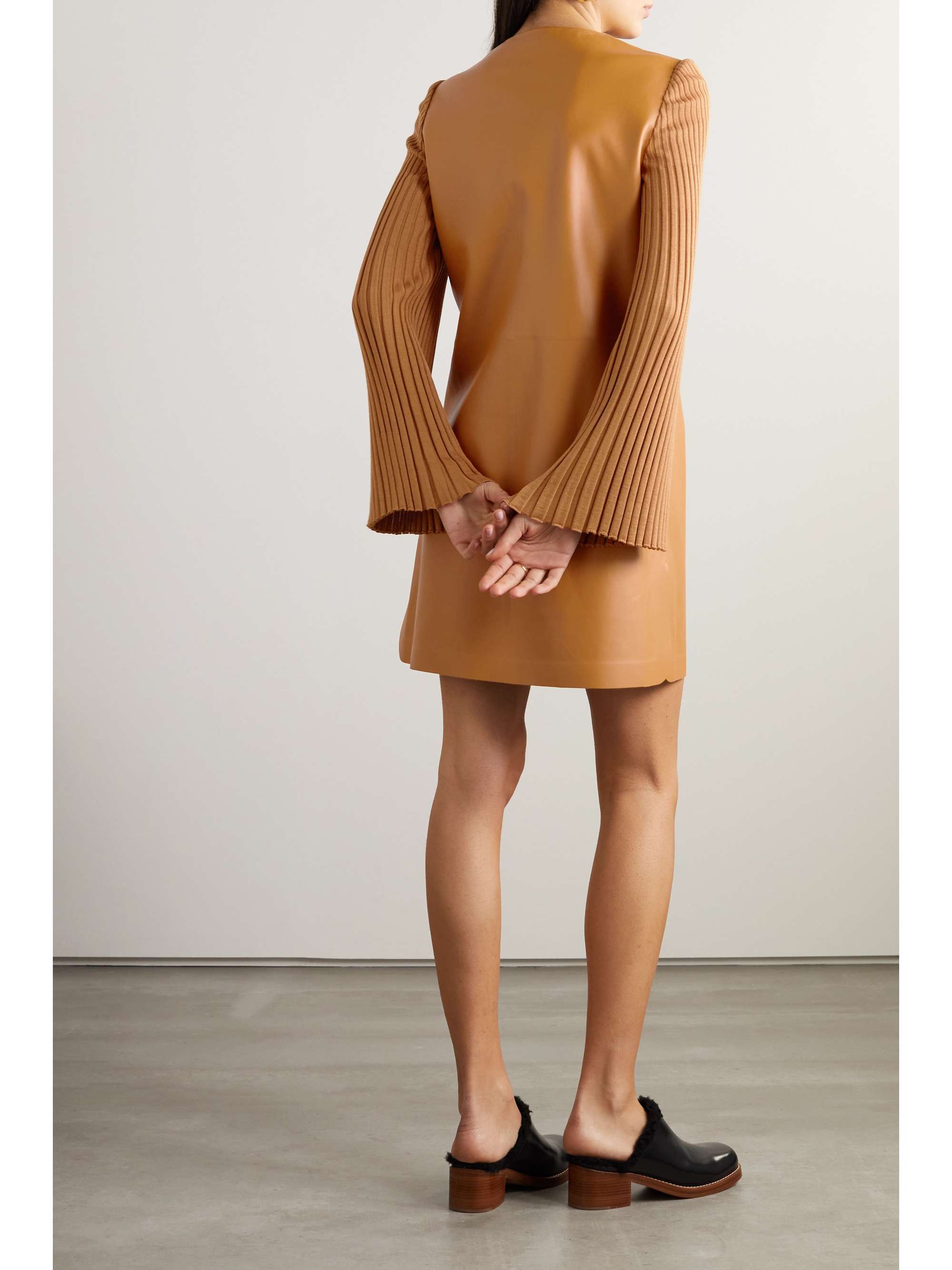 GABRIELA HEARST Beko ribbed cashmere and leather mini dress