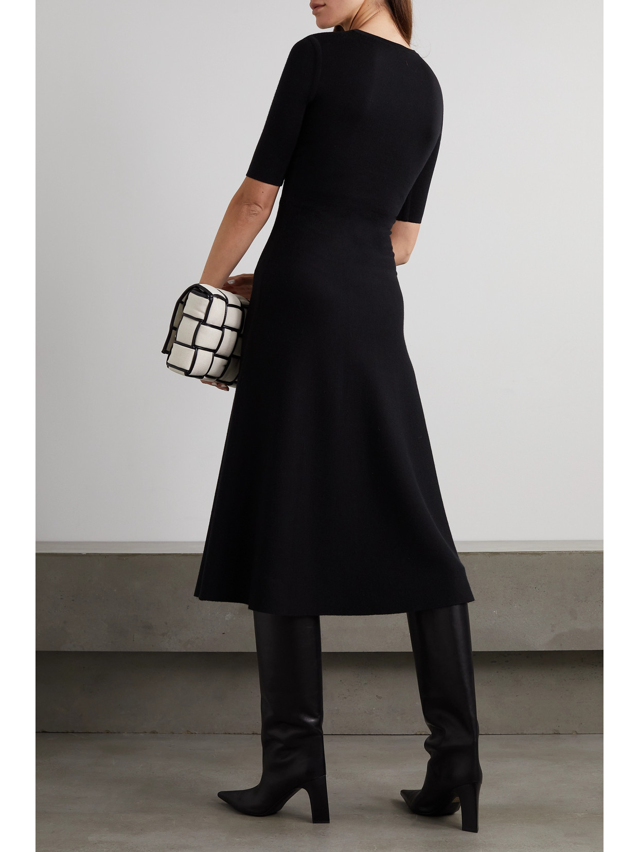 Gabriela Hearst Seymore Knit Midi Dress In Black Merino Wool Cashmere