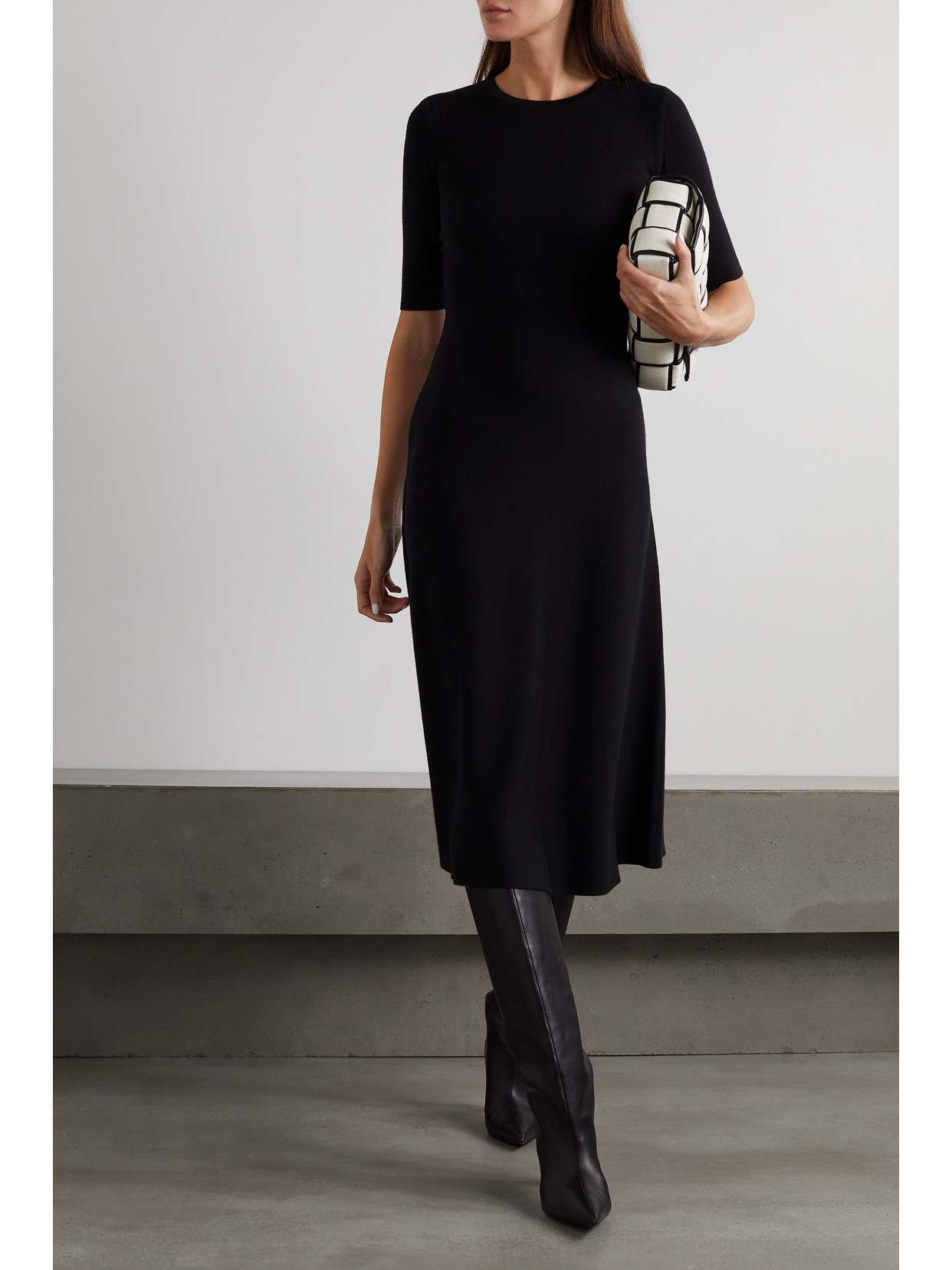 Gabriela Hearst Seymore Knit Midi Dress In Black Merino Wool Cashmere