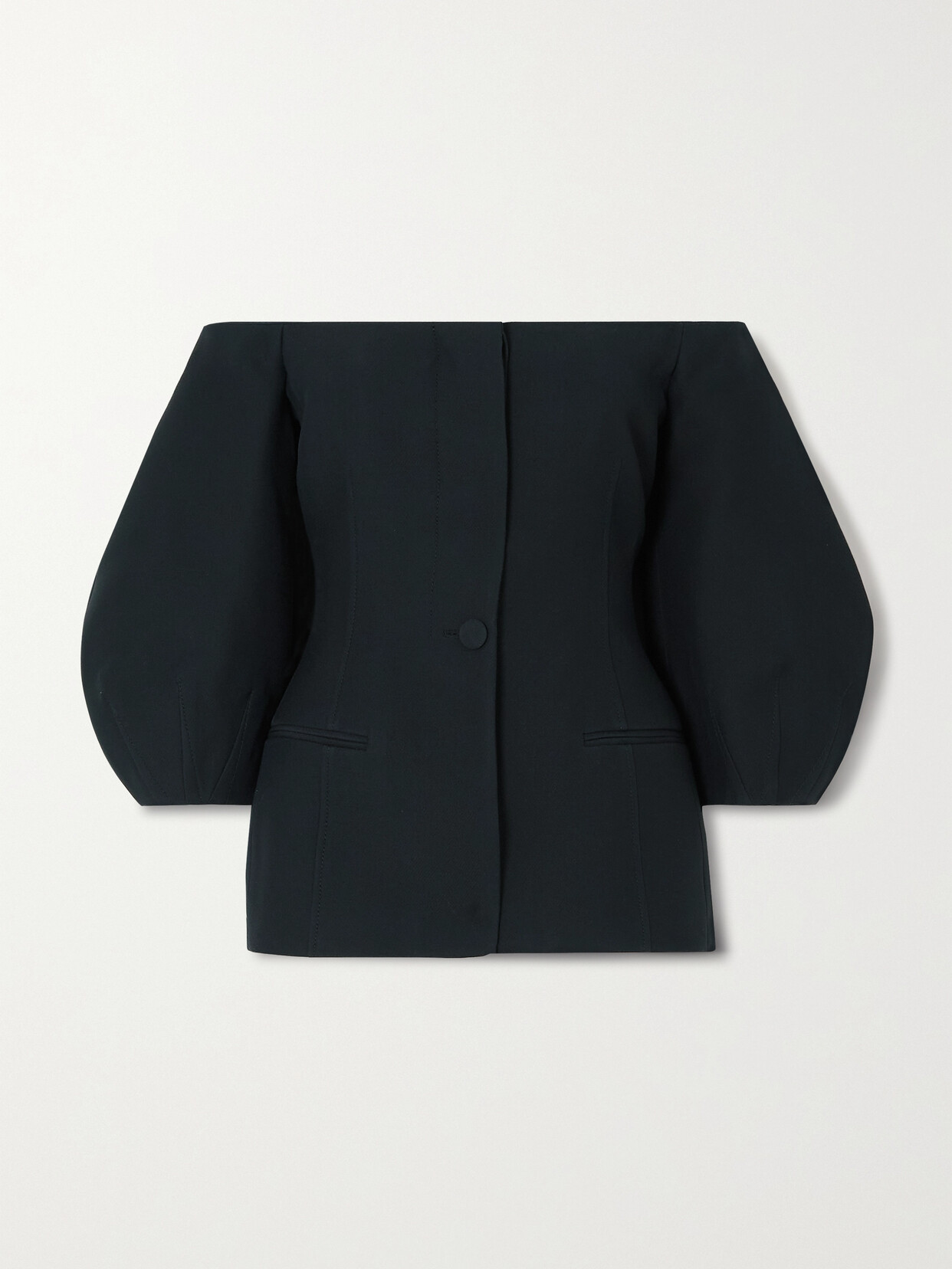 Gabriela Hearst Off-the-shoulder Wool And Silk-blend Cady Jacket - Black