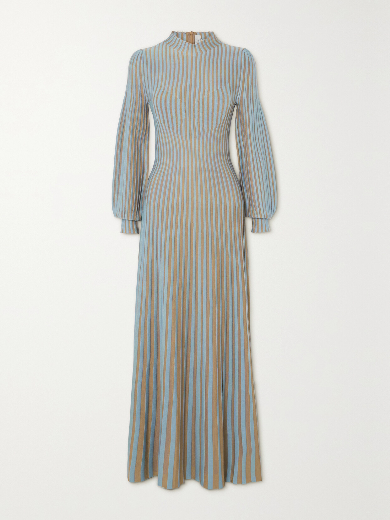 Gabriela Hearst Lee Striped Silk And Cashmere-blend Maxi Dress In Blue