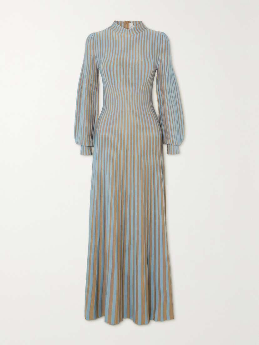 Gabriela Hearst Lee Striped Silk And Cashmere-blend Maxi Dress