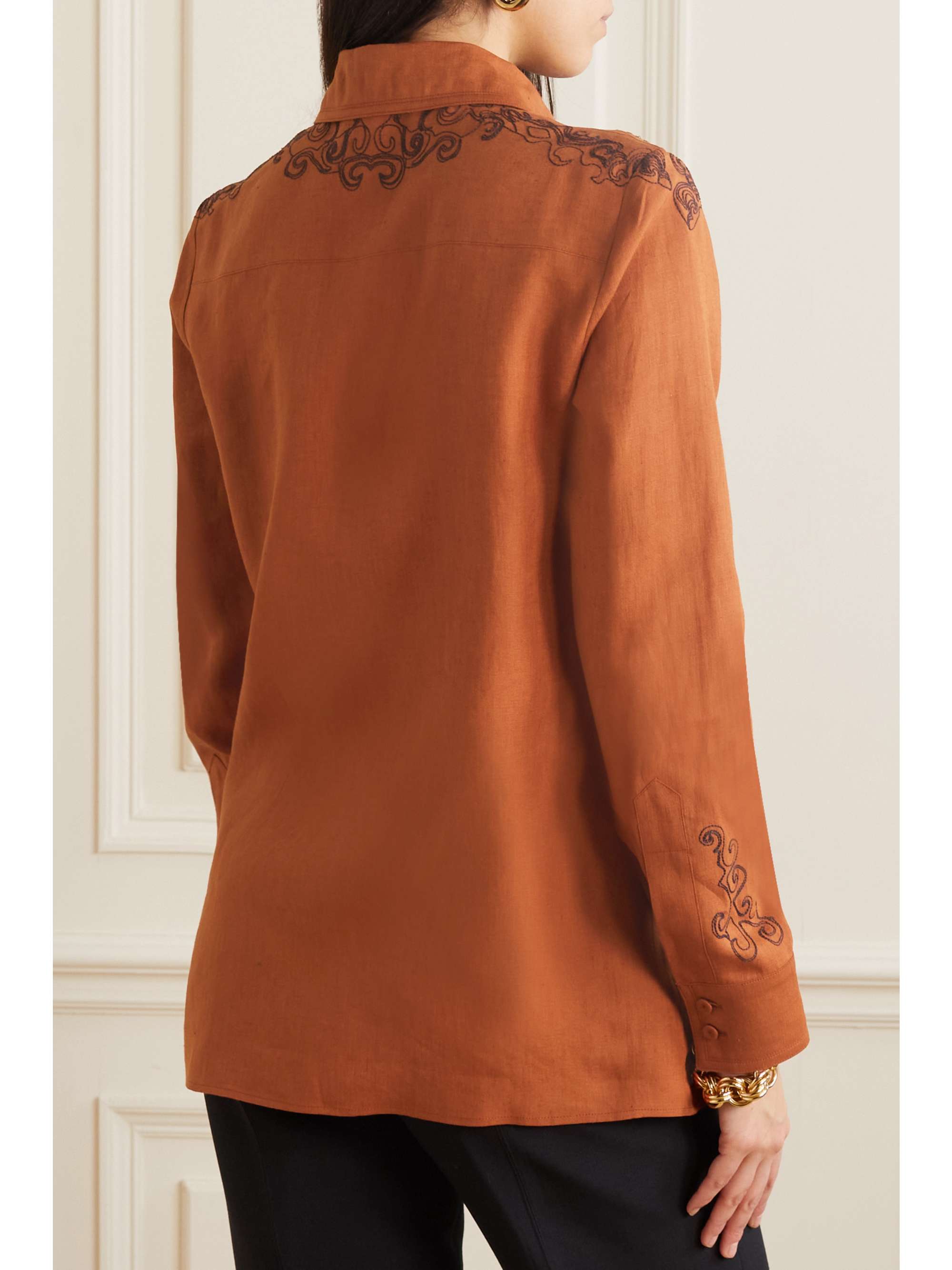 GABRIELA HEARST Josey embroidered linen shirt NETAPORTER