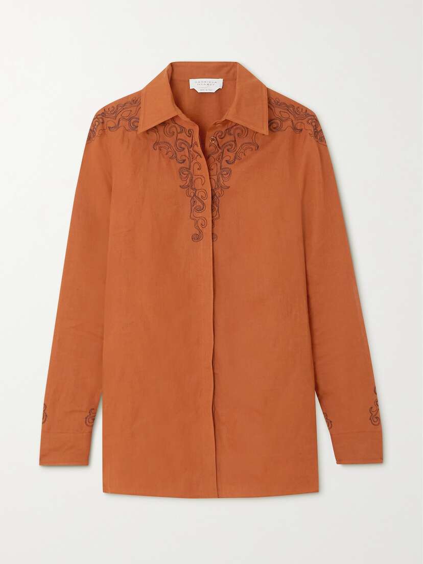 Gabriela Hearst Josey Embroidered Linen Shirt