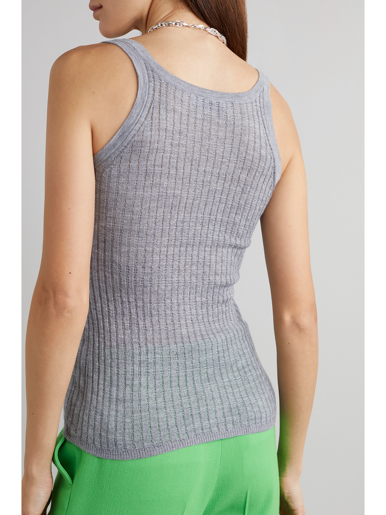 Shop Gabriela Hearst Nevin Pointelle-knit Cashmere And Silk-blend Tank In Gray