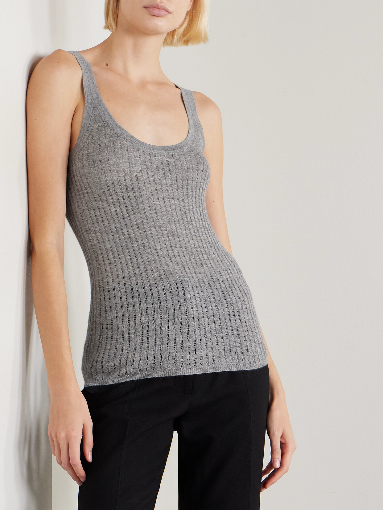 Nevin Pointelle-Knit Cashmere And Silk-Blend Tank