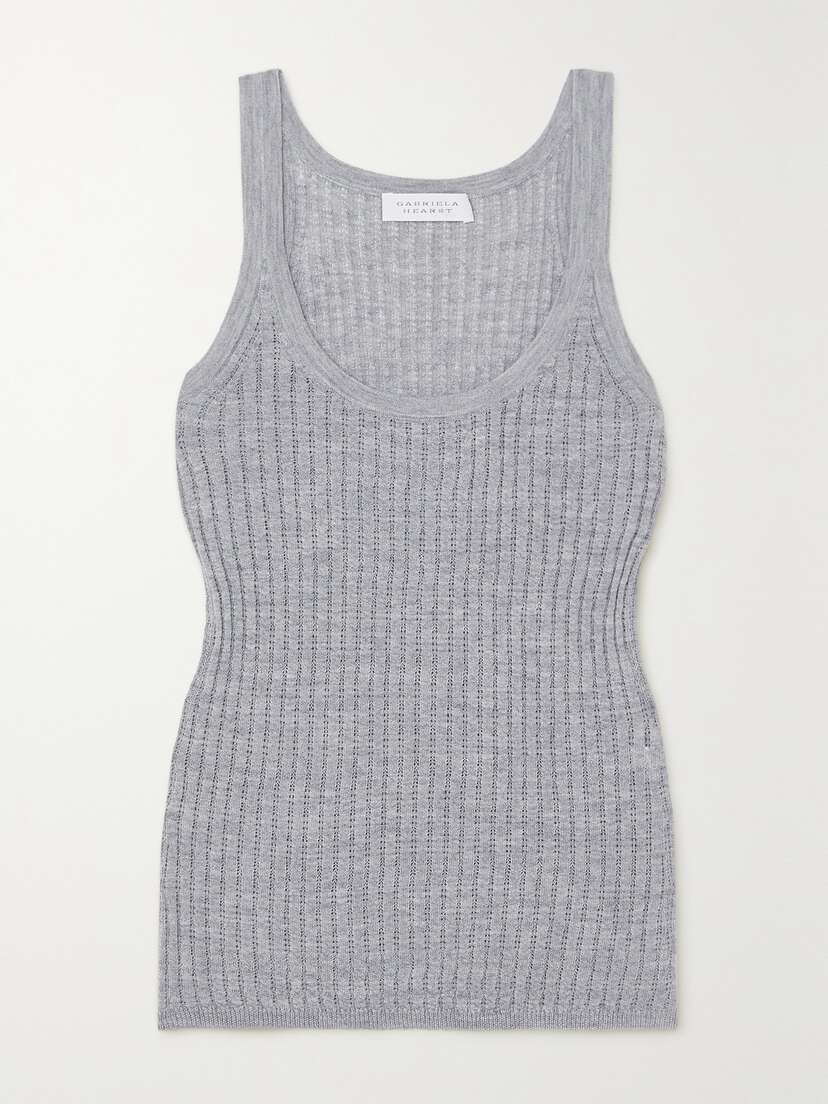 Gabriela Hearst Nevin Pointelle-knit Cashmere And Silk-blend Tank